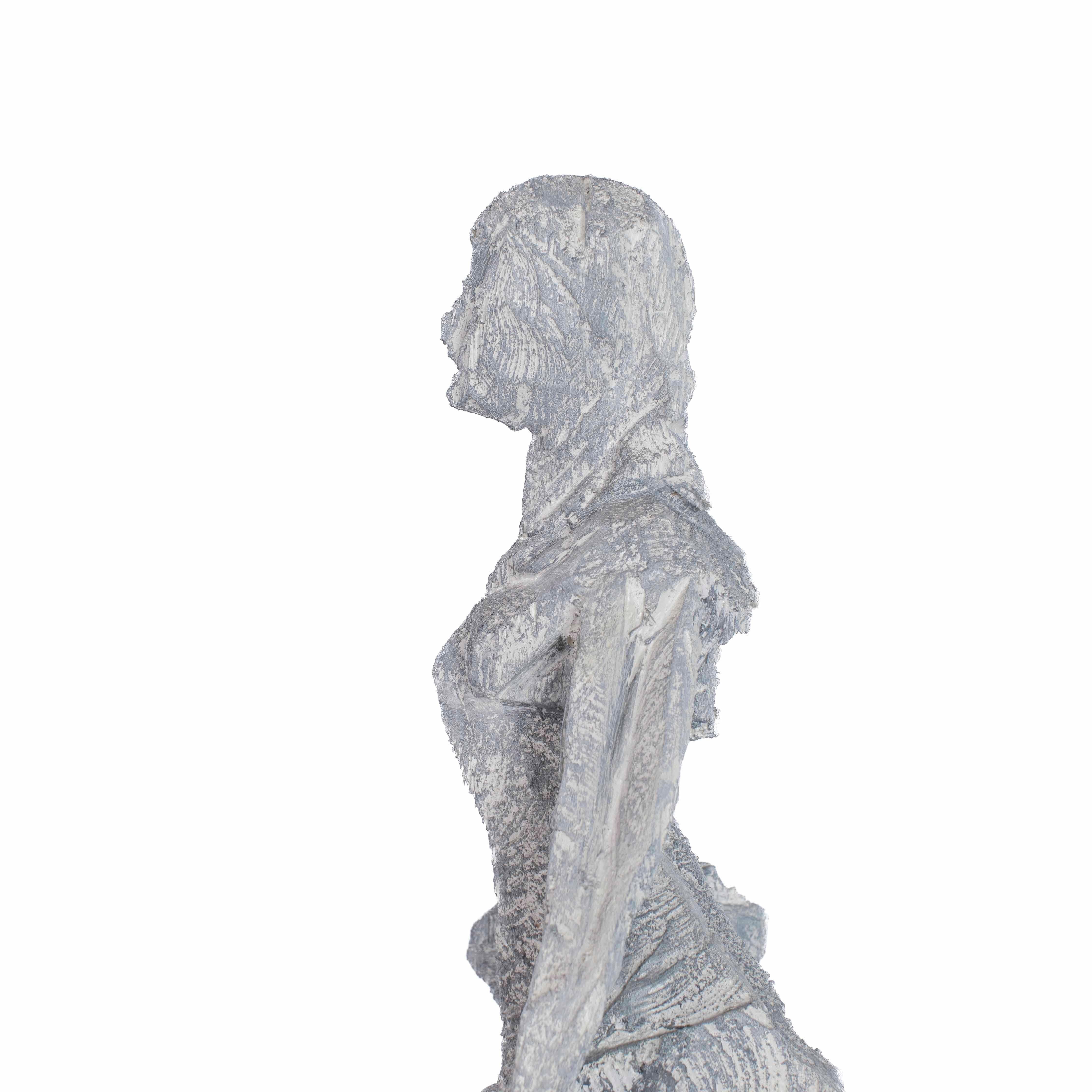 Abstract Wooden Grey-White Sculpture “Free to Turn