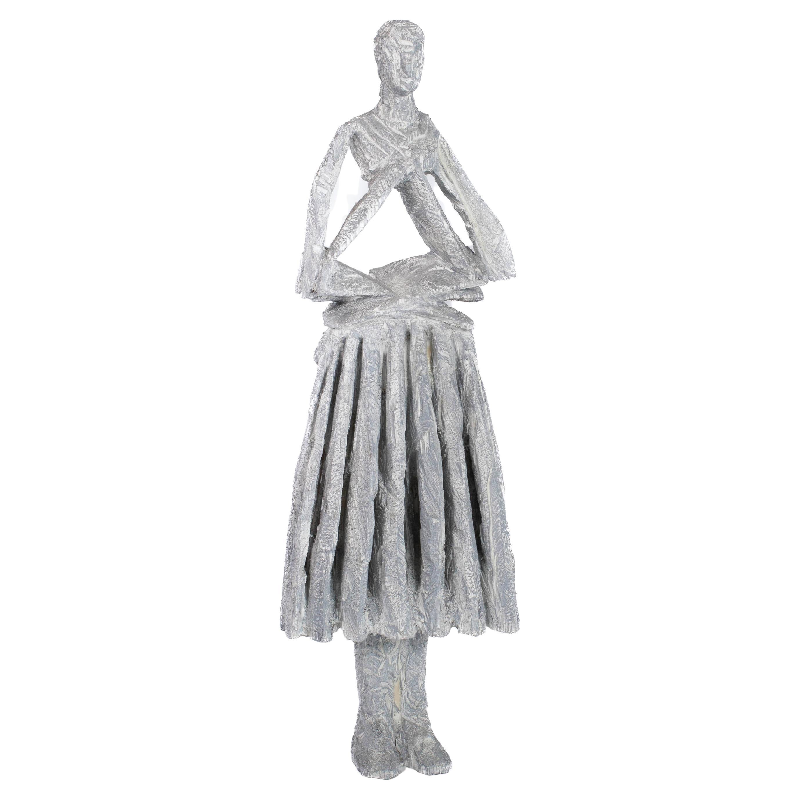 Abstract Wooden Grey-White Sculpture “Free to Turn" by Christofer Kochs 2016 For Sale