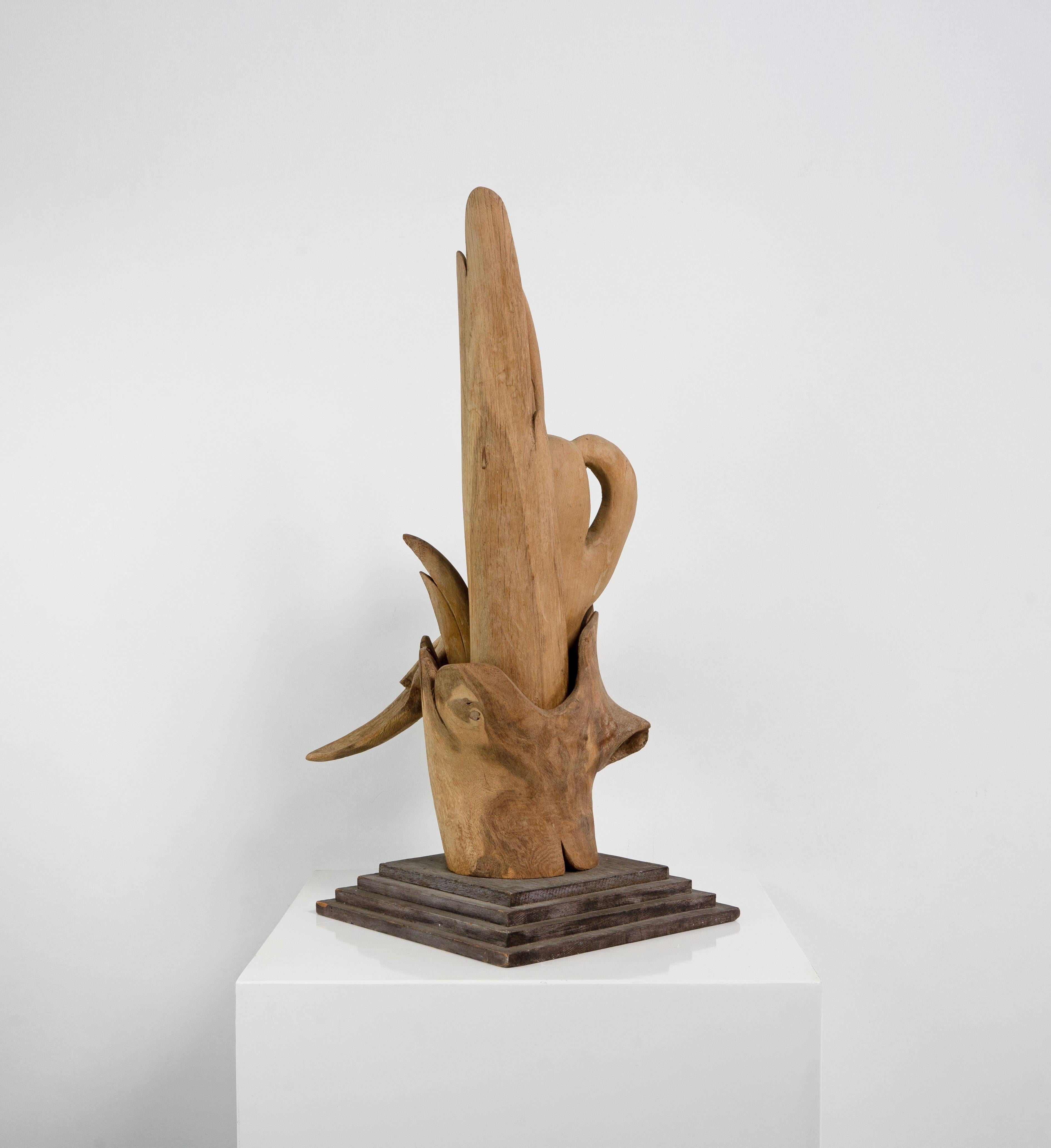 Abstract Wooden Sculpture Attrib. Willi Soukop '1907-1995' In Good Condition For Sale In Surbiton, GB