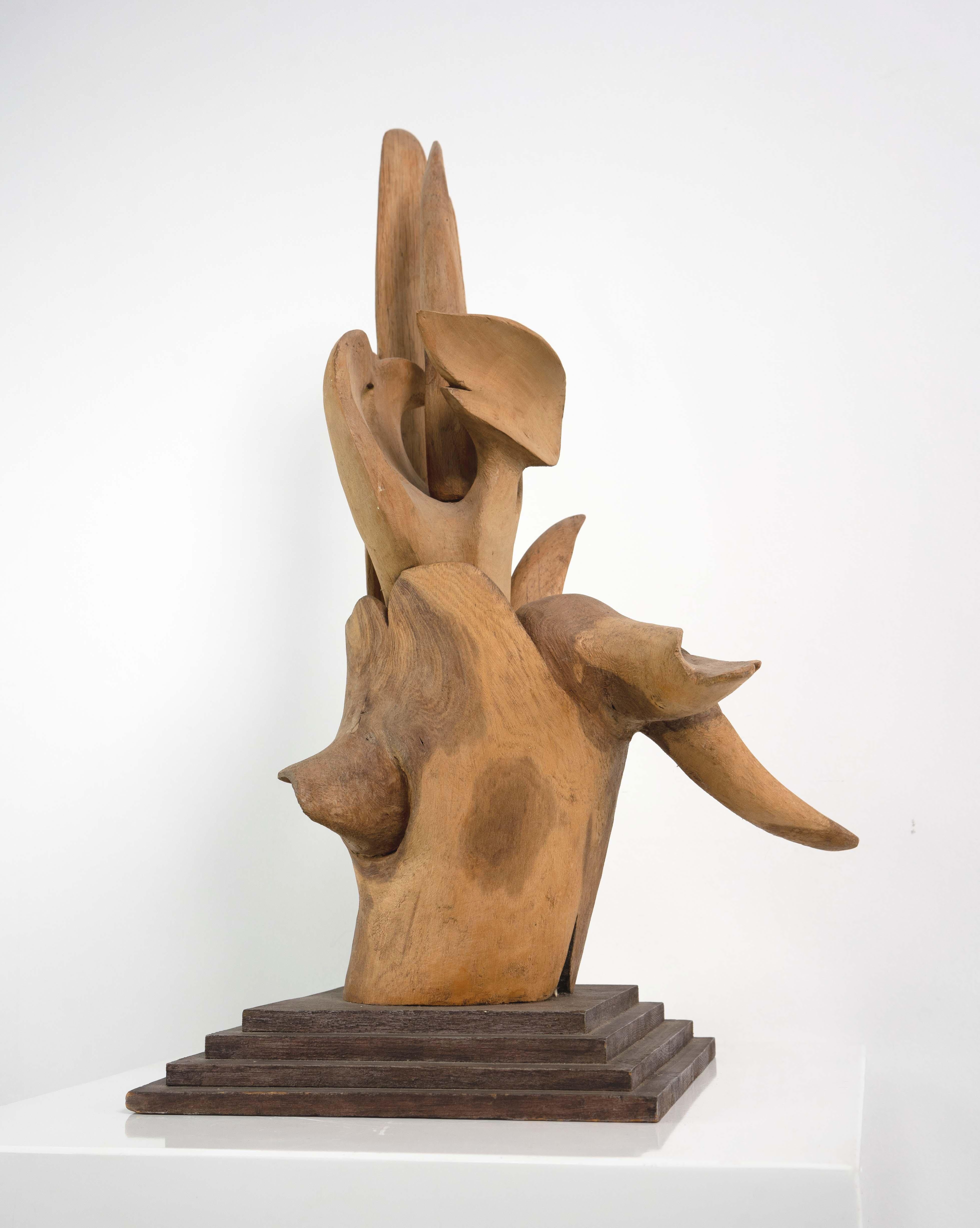20th Century Abstract Wooden Sculpture Attrib. Willi Soukop '1907-1995' For Sale
