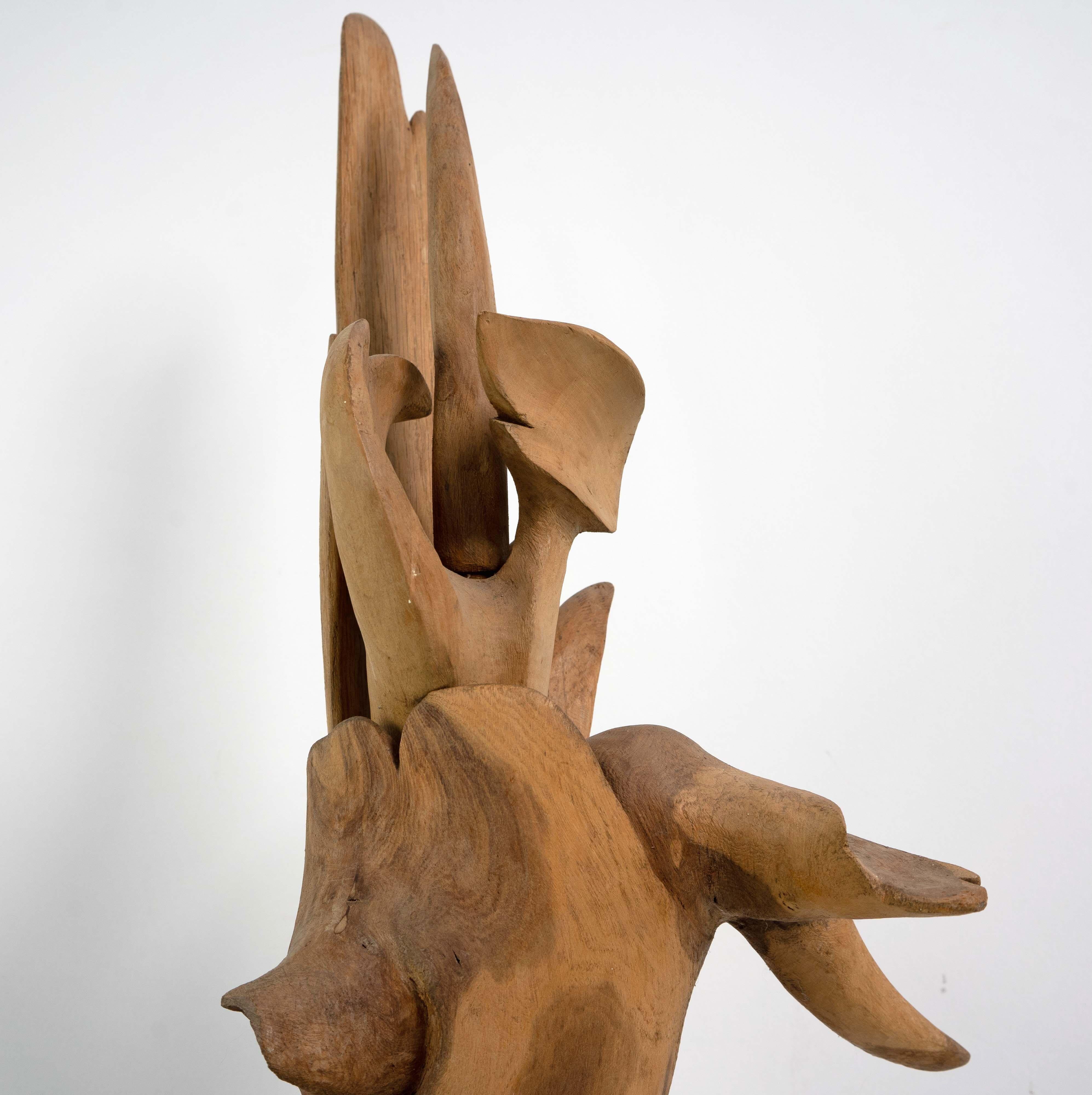 Legno Scultura astratta in legno Attrib. Willi Soukop 