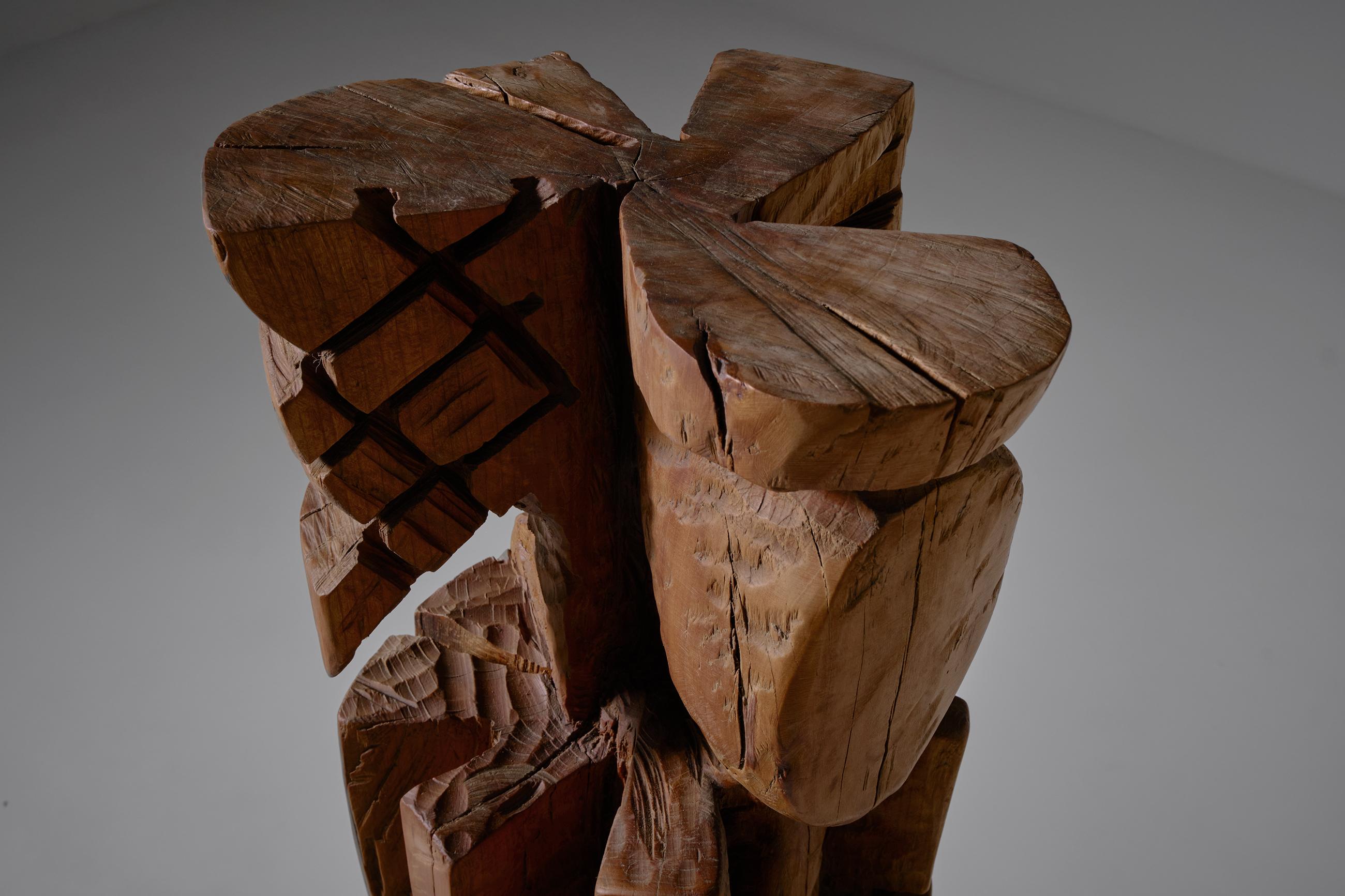 Italian Abstract Wooden Sculpture by Aldo Dezza, Italy, 1960s