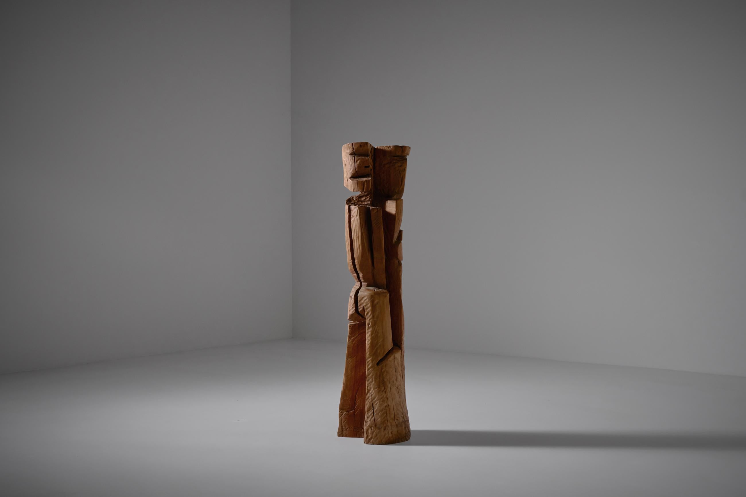 Mid-20th Century Abstract Wooden Sculpture by Aldo Dezza, Italy, 1960s