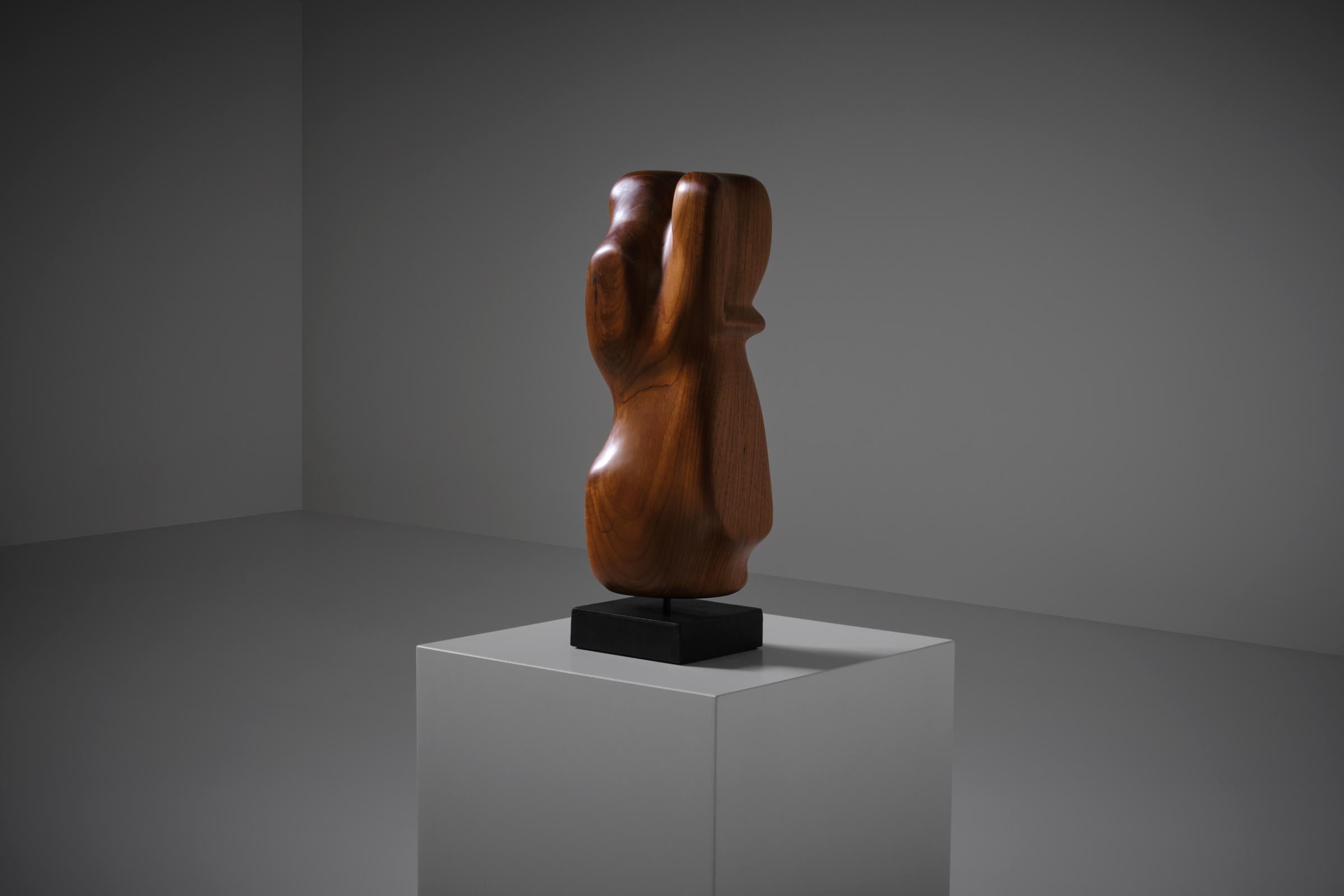 Mid-Century Modern Abstract Wooden Sculpture by Cor Dam, 1960s