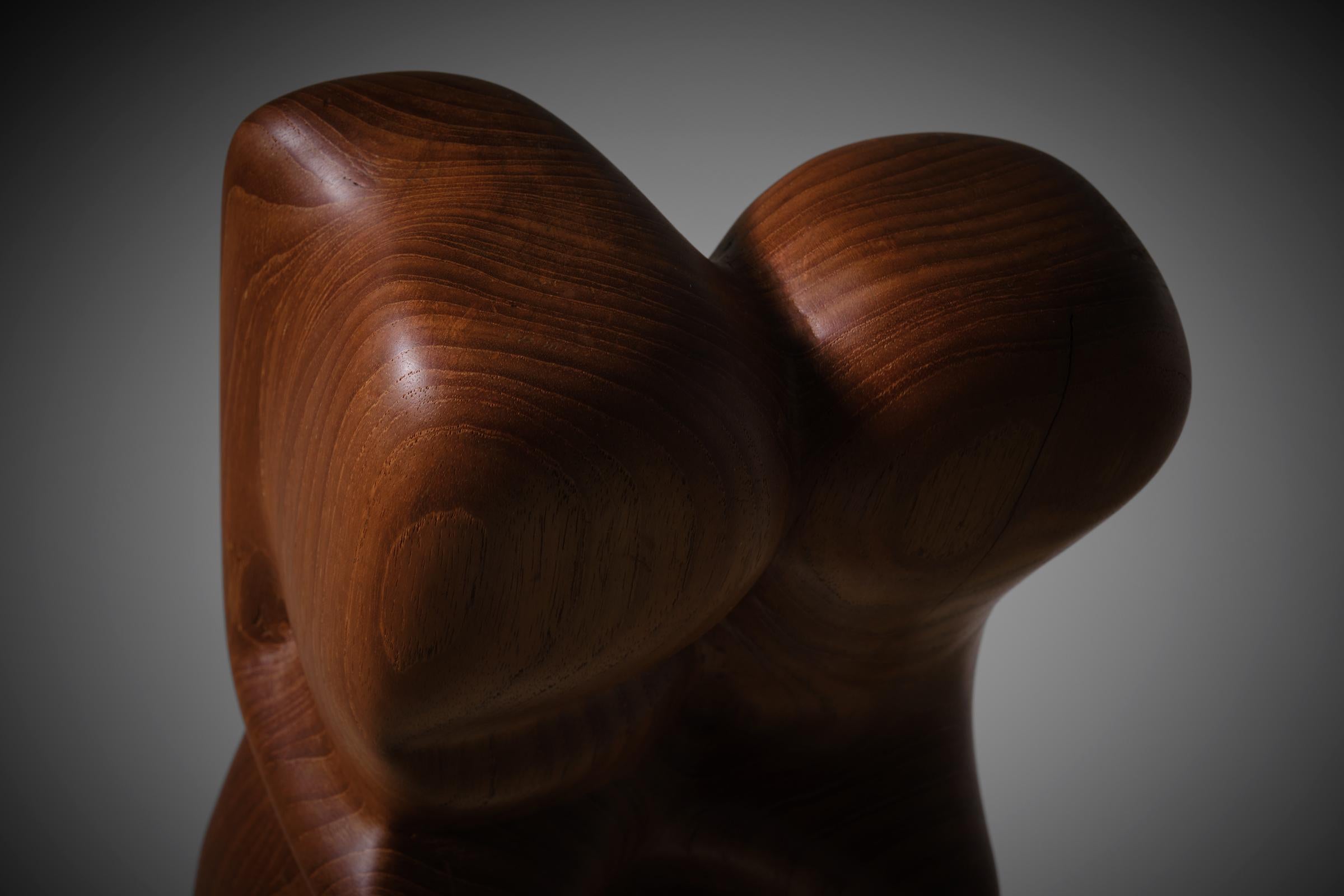 Abstract Wooden Sculpture by Cor Dam, 1960s In Good Condition In Rotterdam, ZH