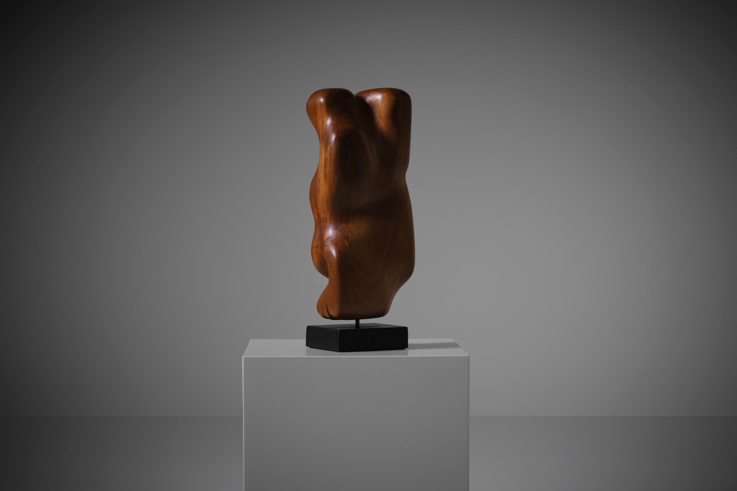 Mid-20th Century Abstract Wooden Sculpture by Cor Dam, 1960s