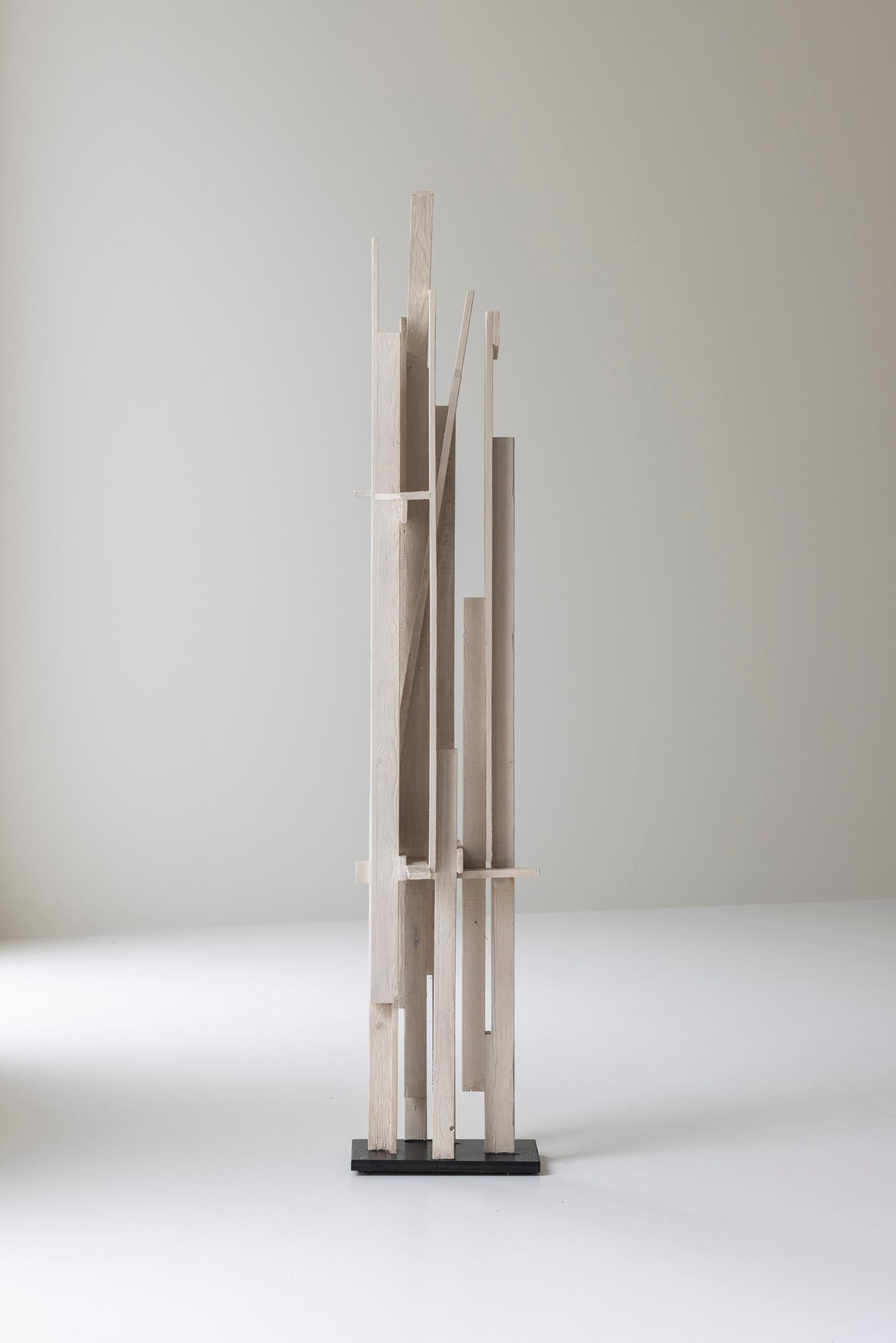 Abstract wooden sculpture by R. Ditmarch, The Netherlands 1970s. For Sale 8