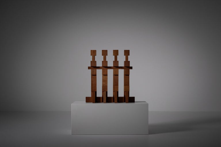 Abstract Wooden Sculpture by Willem Hussem, 1960s In Good Condition For Sale In Rotterdam, NL