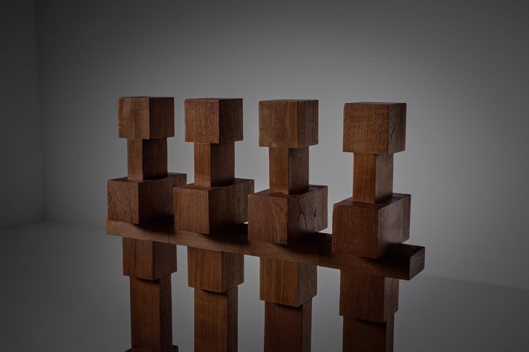 Mid-20th Century Abstract Wooden Sculpture by Willem Hussem, 1960s For Sale