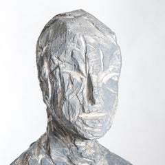 Abstract Wooden Sculpture "Chimera" Painted Grey-White by Christofer Kochs 2017