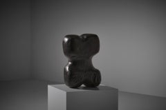 Abstract wooden sculpture "Torse ou Bollard" by Sergio Storel, 1969