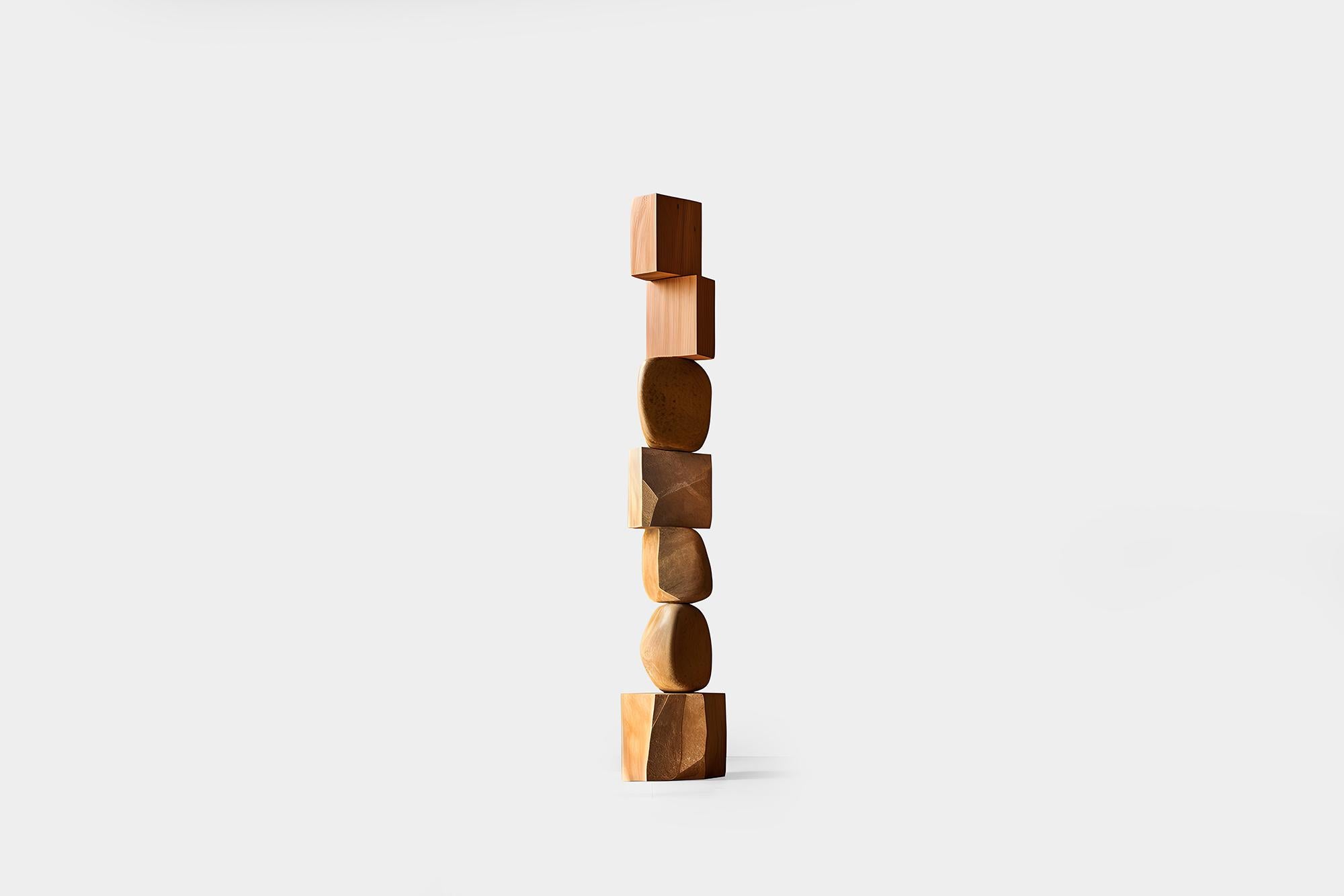 Mexican Abstract Wooden Serenity Still Stand No75 by NONO, Modern Escalona Sculpture For Sale