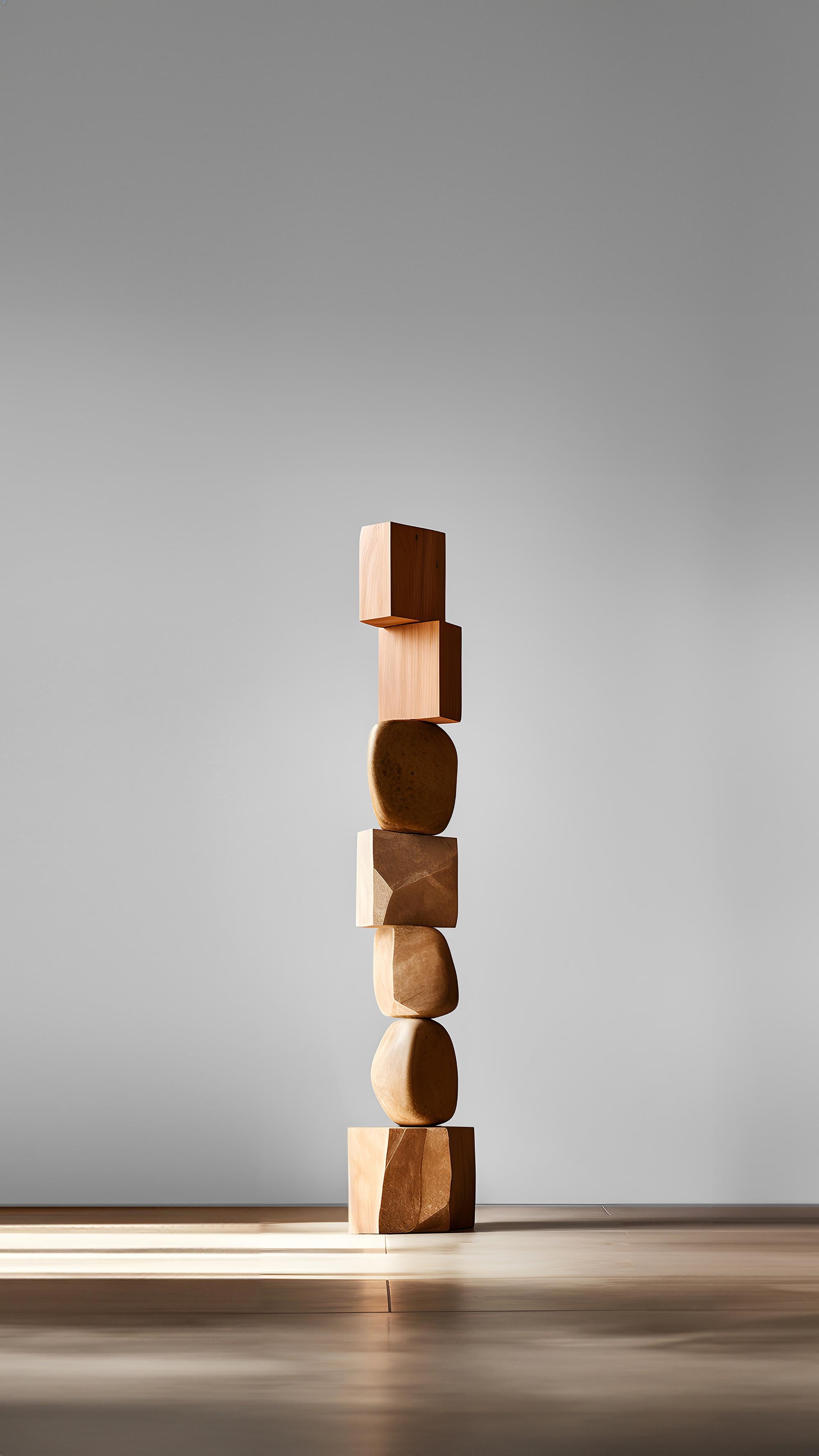 Hand-Crafted Abstract Wooden Serenity Still Stand No75 by NONO, Modern Escalona Sculpture For Sale