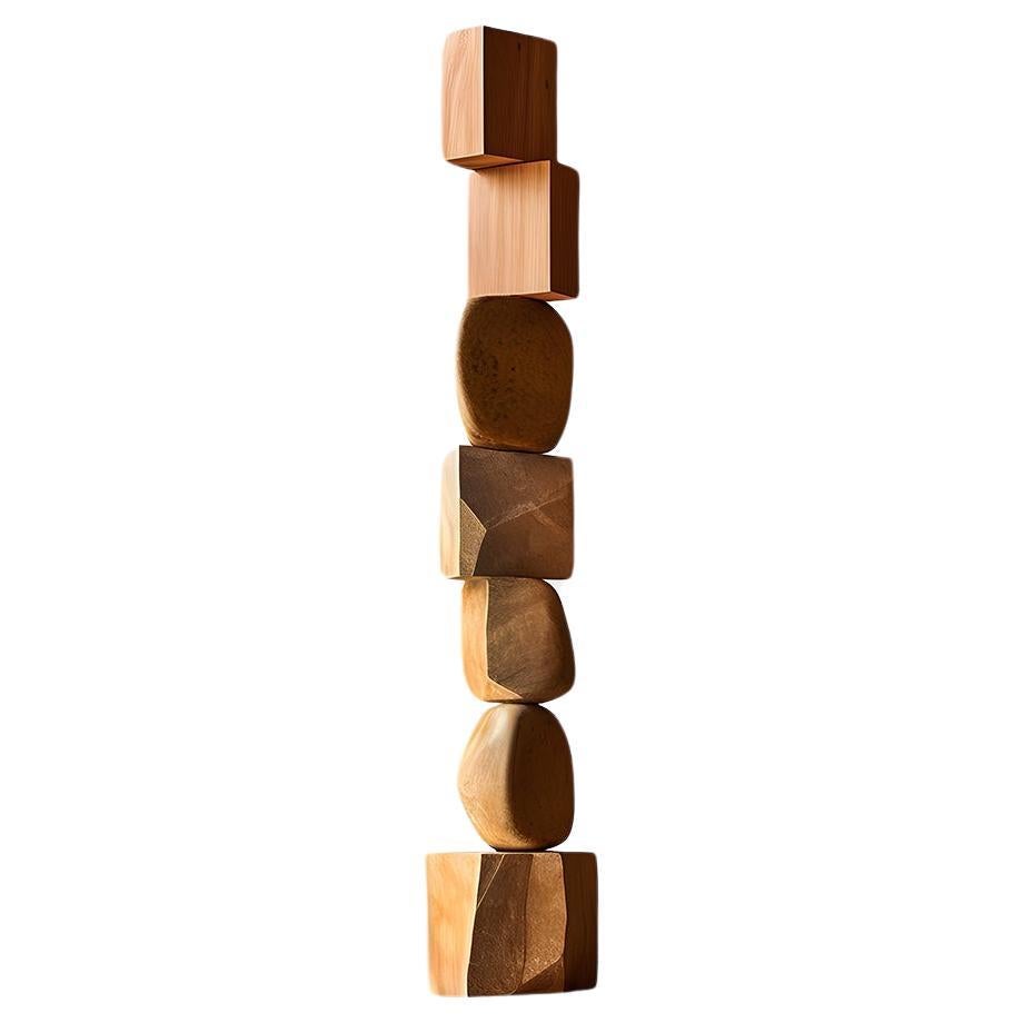 Abstract Wooden Serenity Still Stand No75 by NONO, Modern Escalona Sculpture For Sale