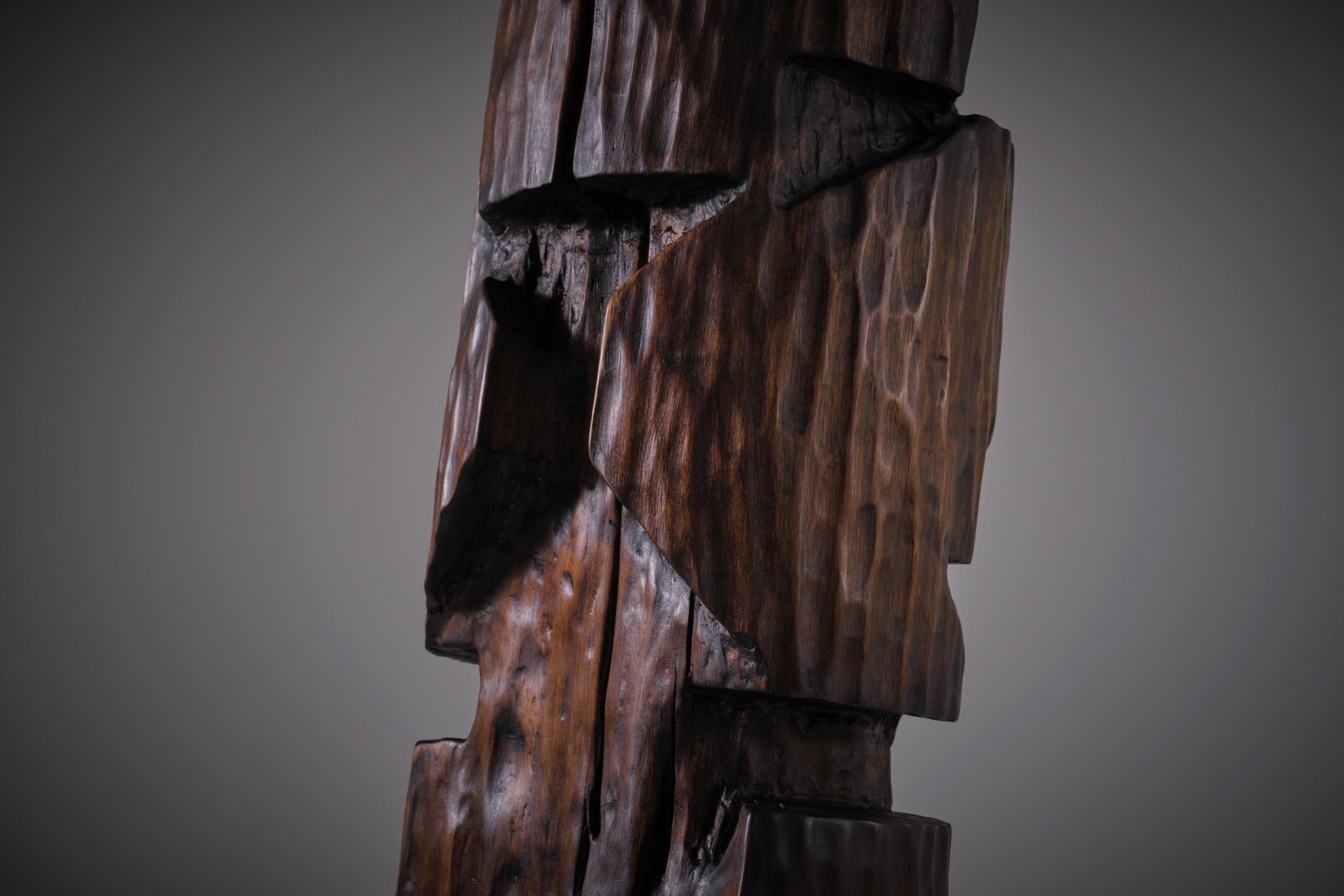 Mid-Century Modern Abstract wooden Totem sculpture by Frans Nielen, 1970s For Sale