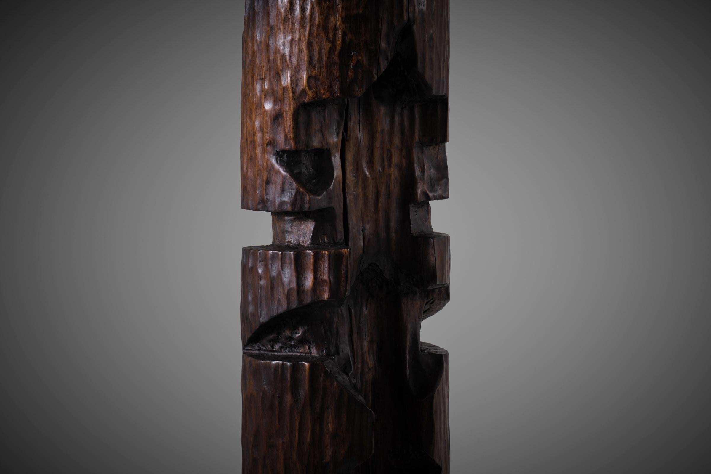 Carved Abstract wooden Totem sculpture by Frans Nielen, 1970s For Sale