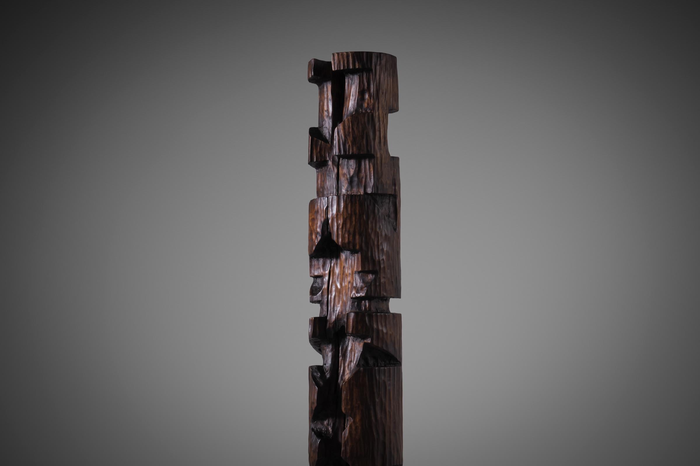 Fin du 20e siècle Sculpture abstraite en bois TOTEM de Frans Nielen, années 1970 en vente