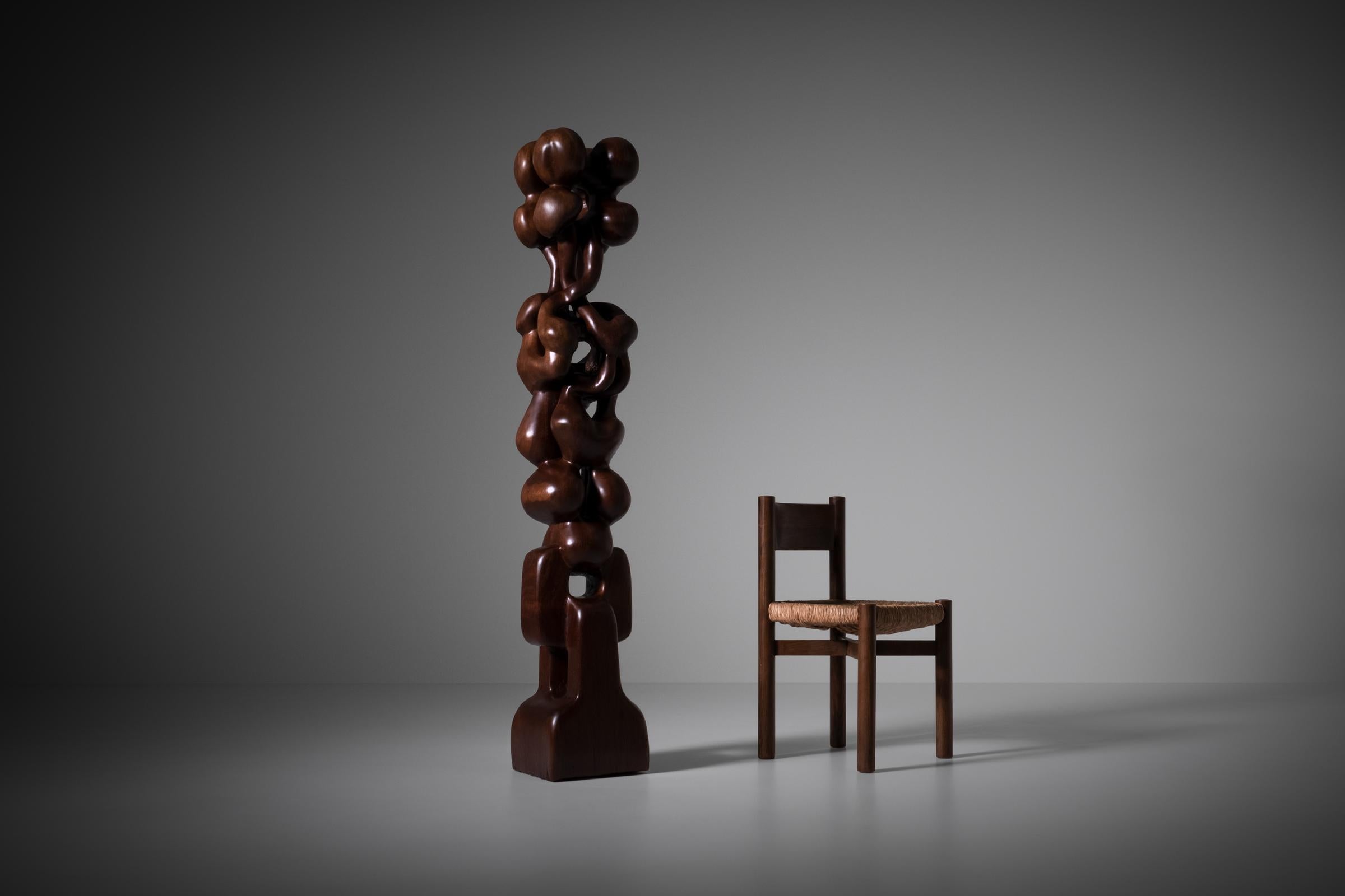 Abstract wooden totem sculpture by R. van ’t Zelfde, 1970s 2