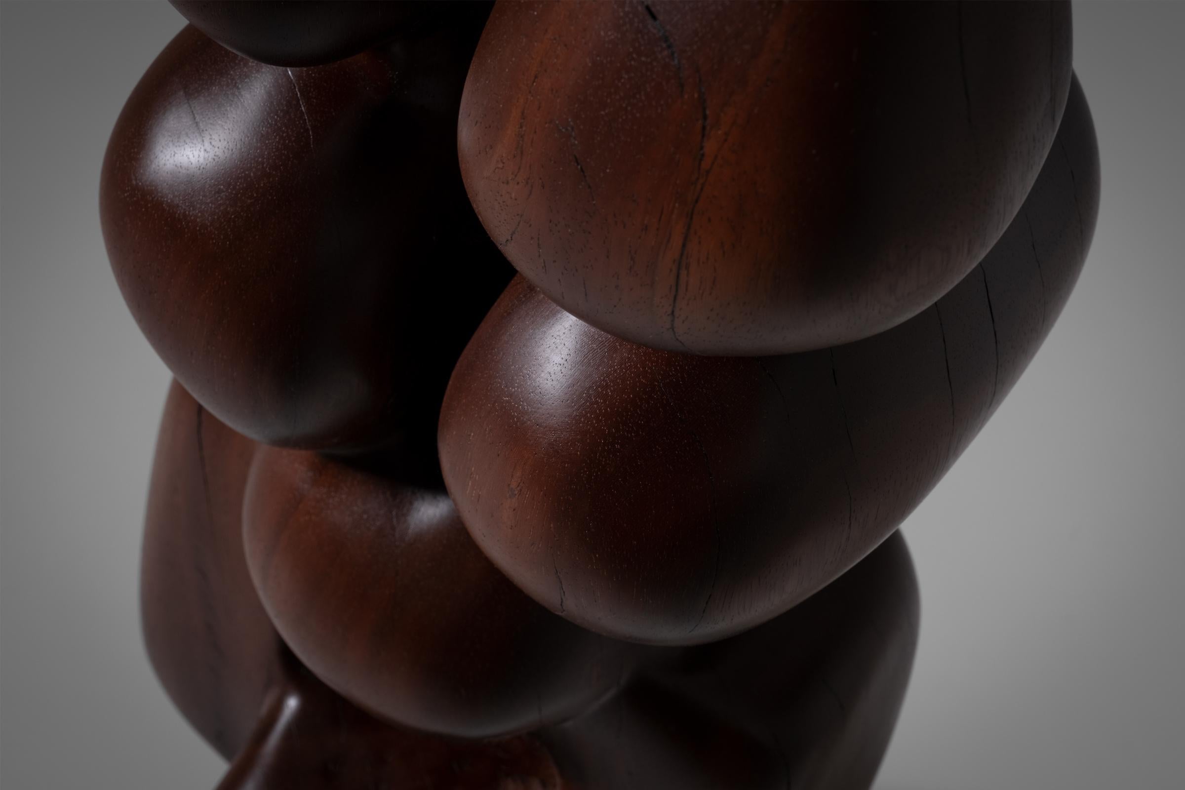 Dutch Abstract wooden totem sculpture by R. van ’t Zelfde, 1970s
