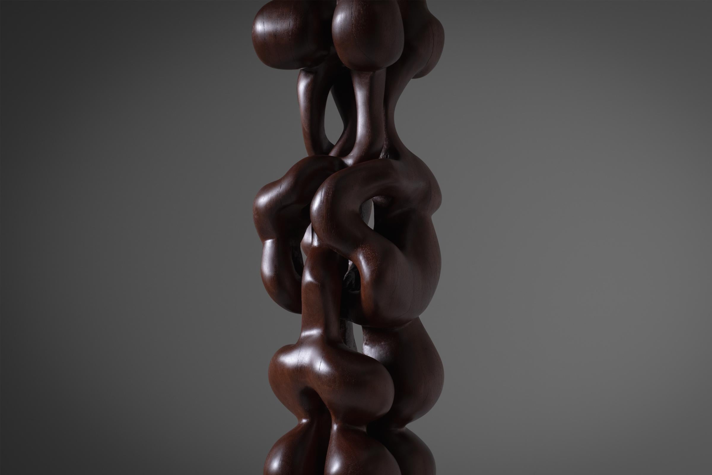 Wood Abstract wooden totem sculpture by R. van ’t Zelfde, 1970s