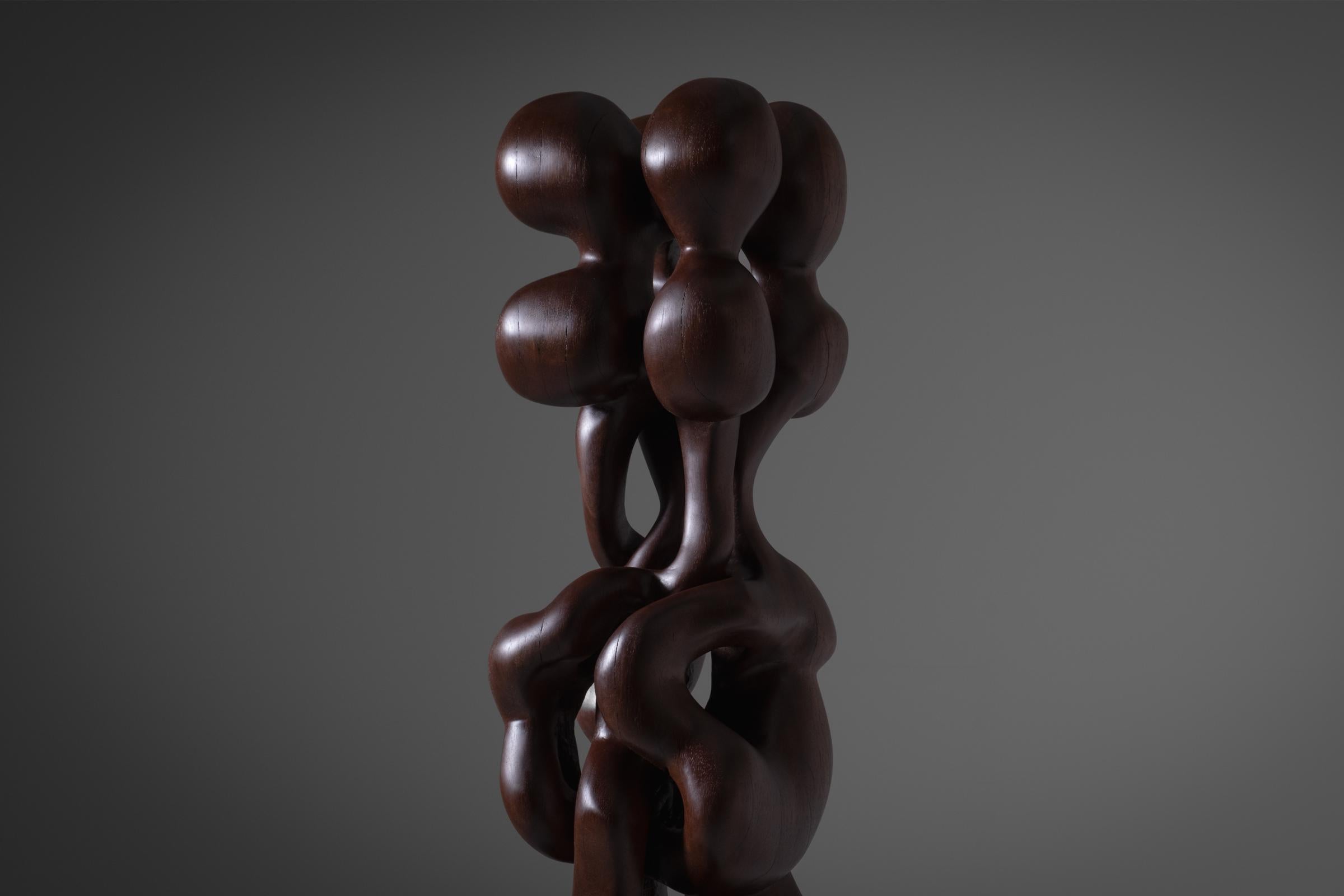 Abstract wooden totem sculpture by R. van ’t Zelfde, 1970s 1
