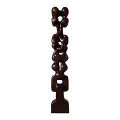 Abstract wooden totem sculpture by R. van ’t Zelfde, 1970s