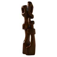 Abstract wooden totem sculpture by R. van ‘t Zelfde, 1970s