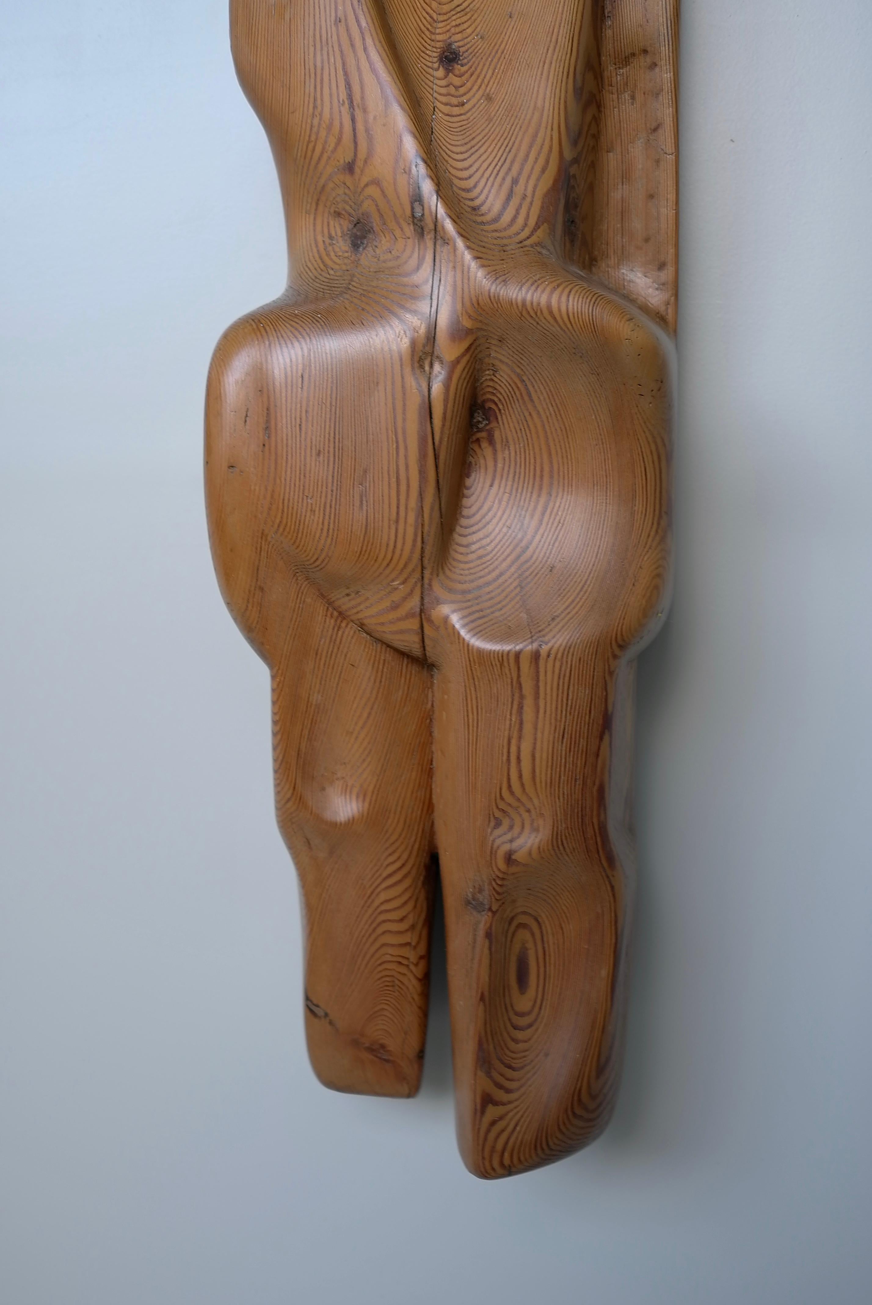 Pine Abstract Wooden Wall Art , Women Figure by Cor Dam, Delft The Netherlands 1958 For Sale