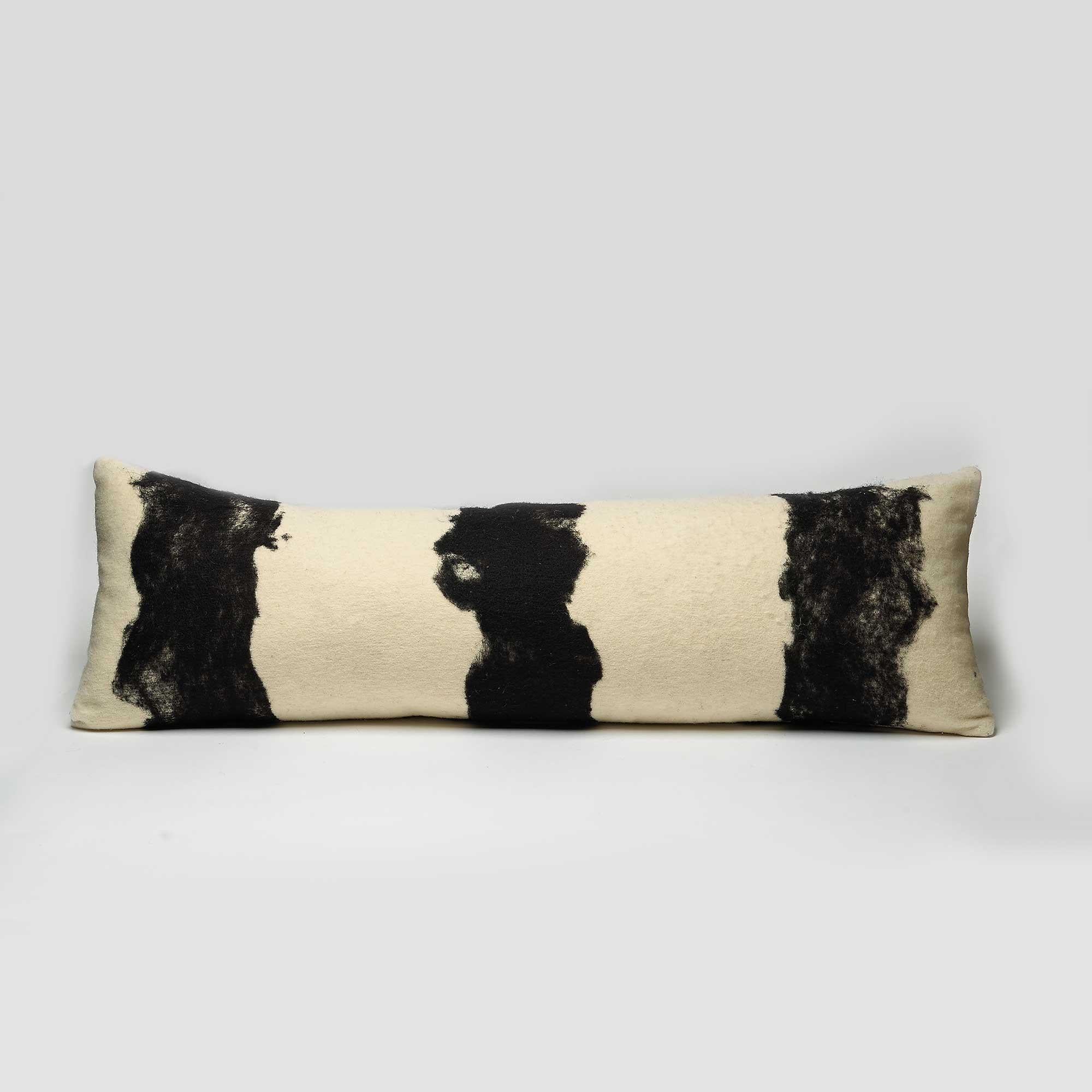 Milled in JG Switzer's design workshop, this pillow is from our Heritage Sheep Collection. Abstract black design is 