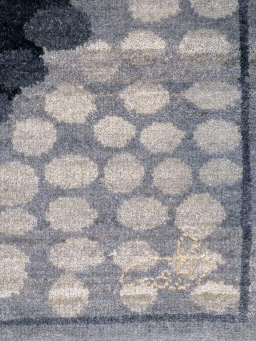 Persiano Tappeto persiano in lana astratta, design architettonico moderno in grigio e avorio, 9x12 in vendita