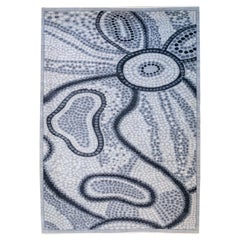 Abstract Wool Persian Rug, Modern Architectural Design in Gray and Ivory, 9x12