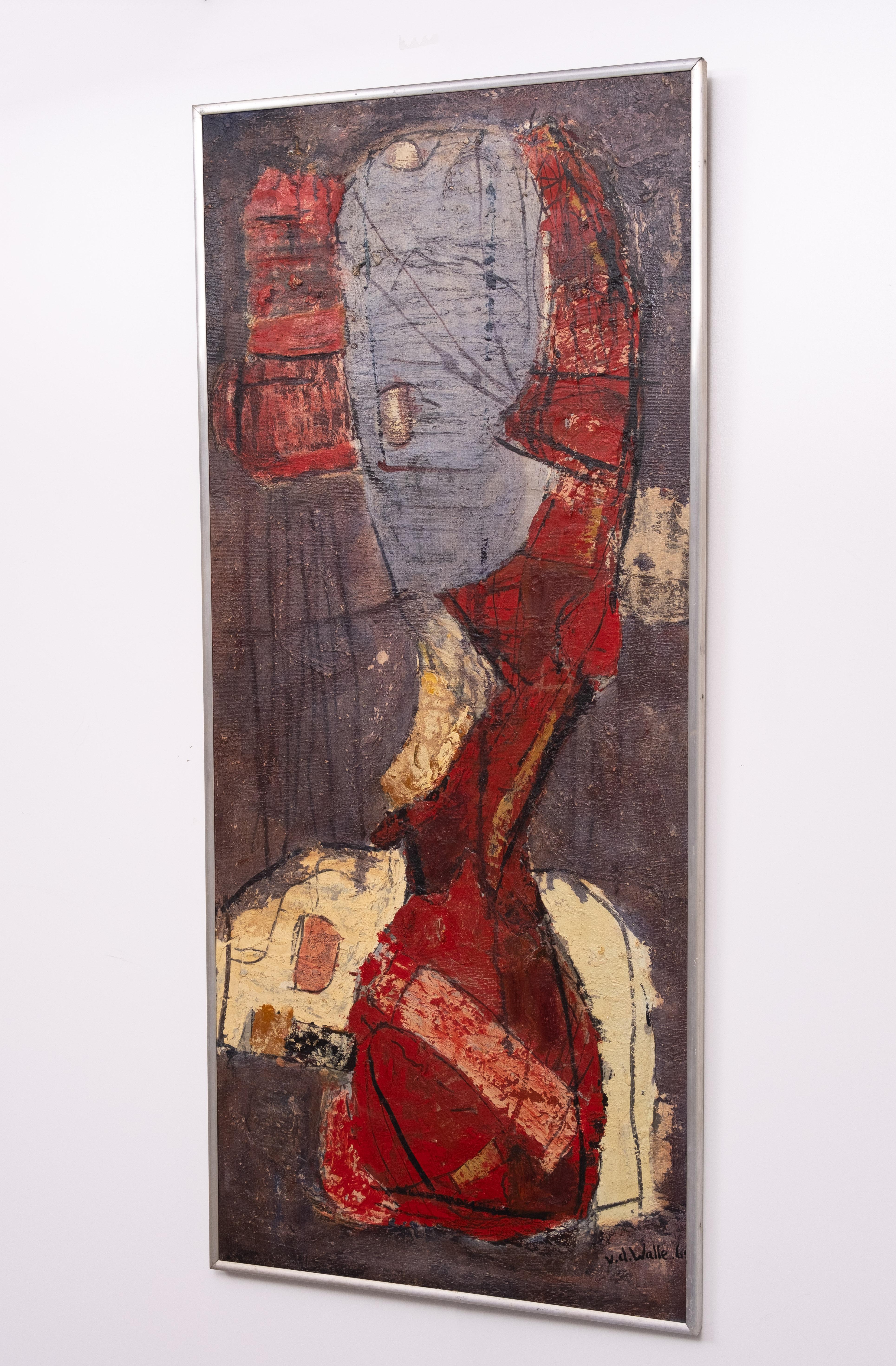 Brutalist Abstract work  Fred van de Walle Oil on Canvas 1965  Holland For Sale
