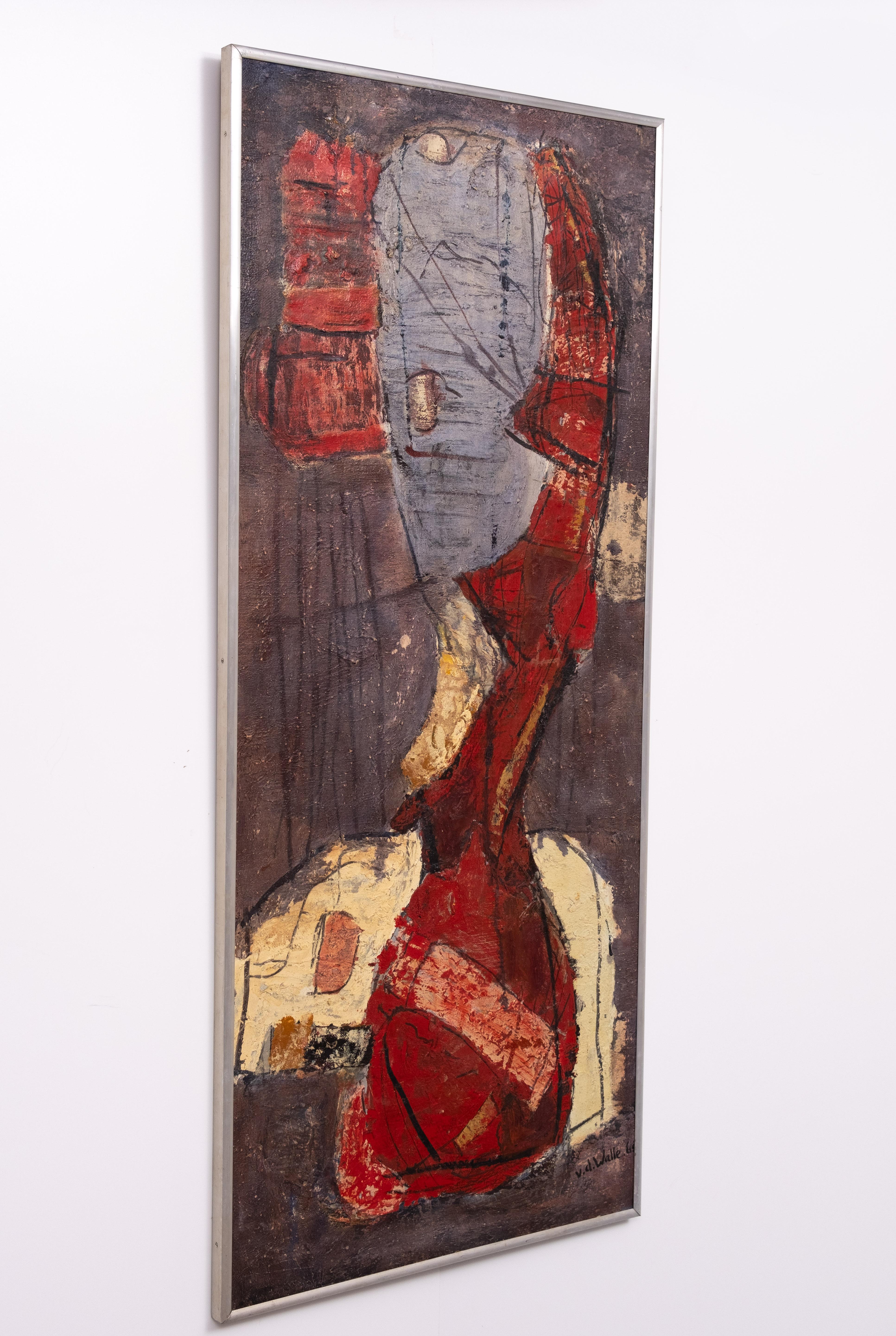 Dutch Abstract work  Fred van de Walle Oil on Canvas 1965  Holland For Sale