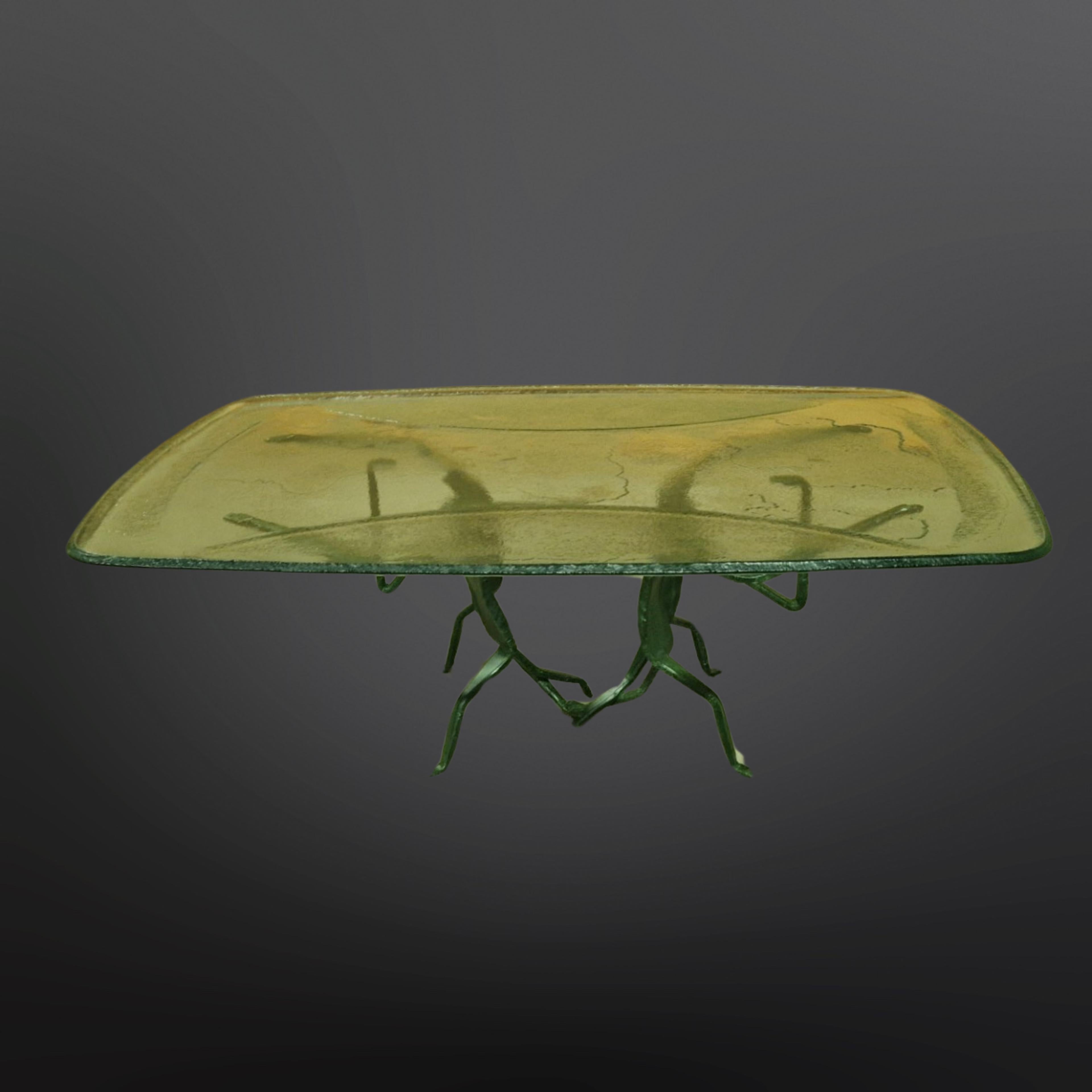 Brutalist Abstract wrought iron and glass coffee table, Germany 1970s For Sale
