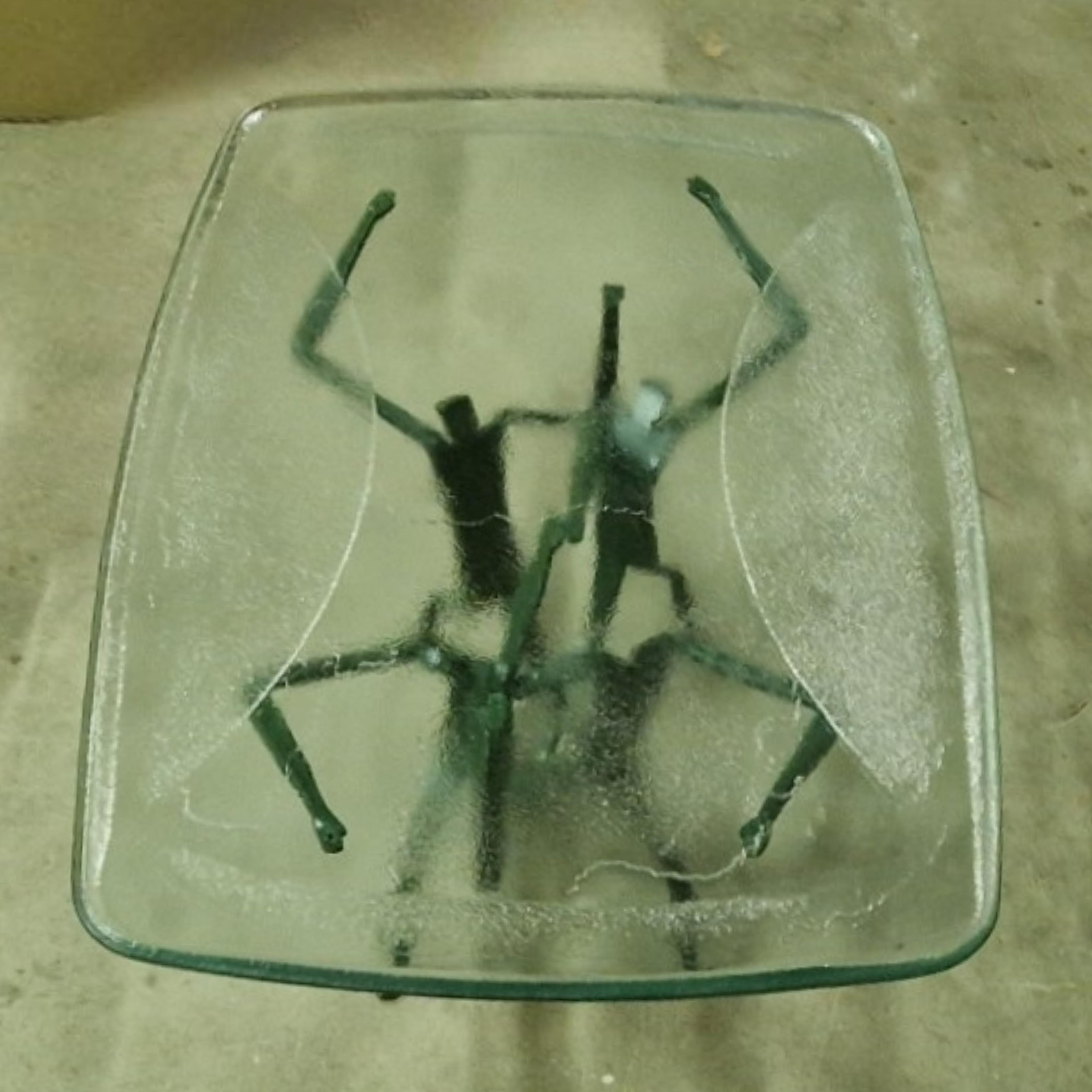 Abstract wrought iron and glass coffee table, Germany 1970s In Good Condition For Sale In ECHT, NL