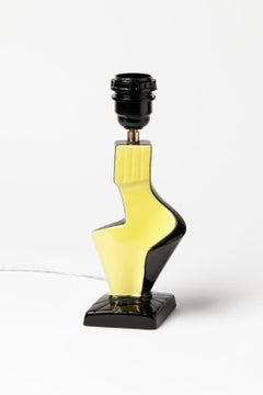 Abstract Yellow and Black Ceramic Table Lamp 20th Century Design 1960 Lighting