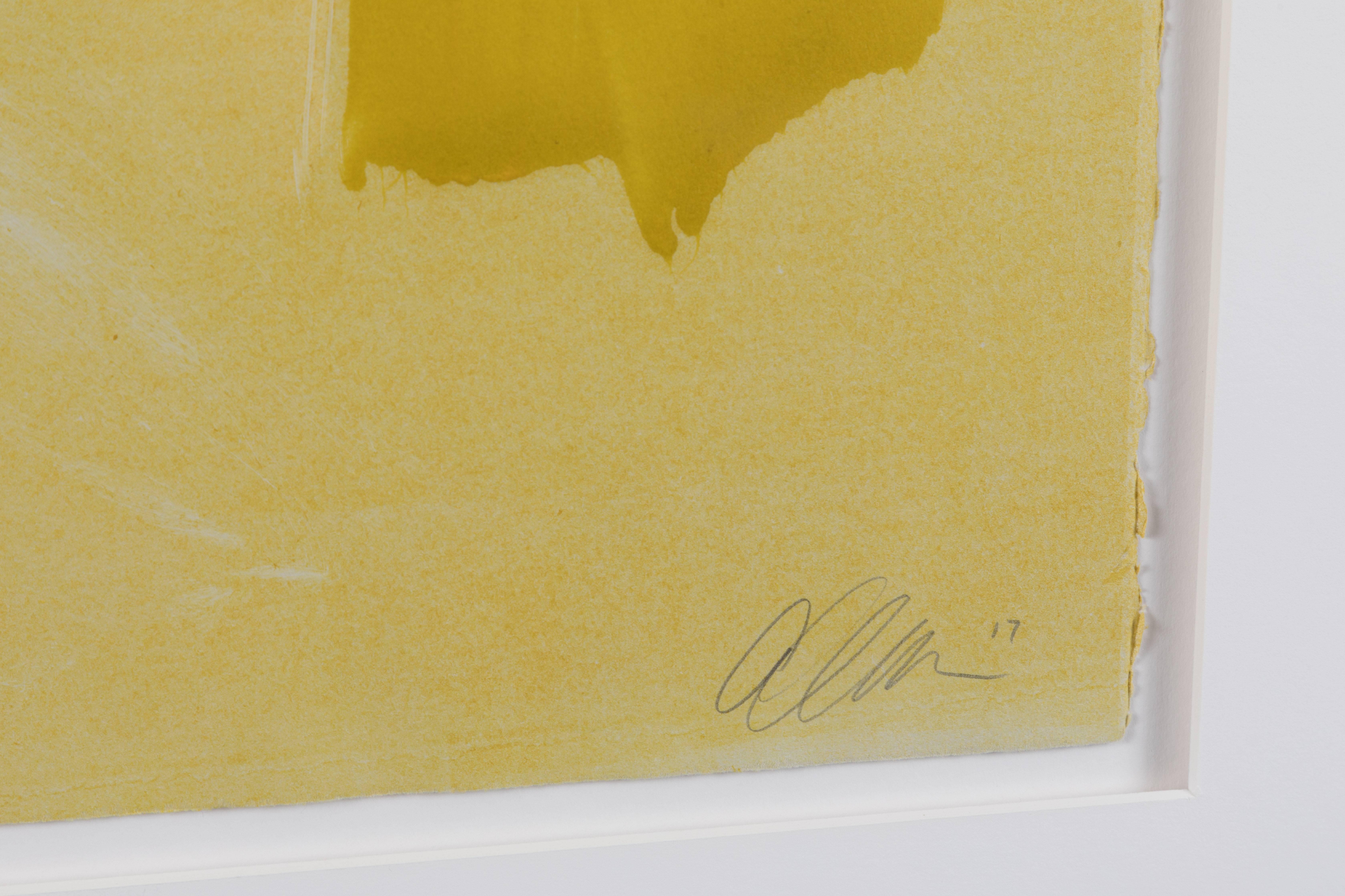 American Abstract Yellow Monoprint #18 by Anna Ullman
