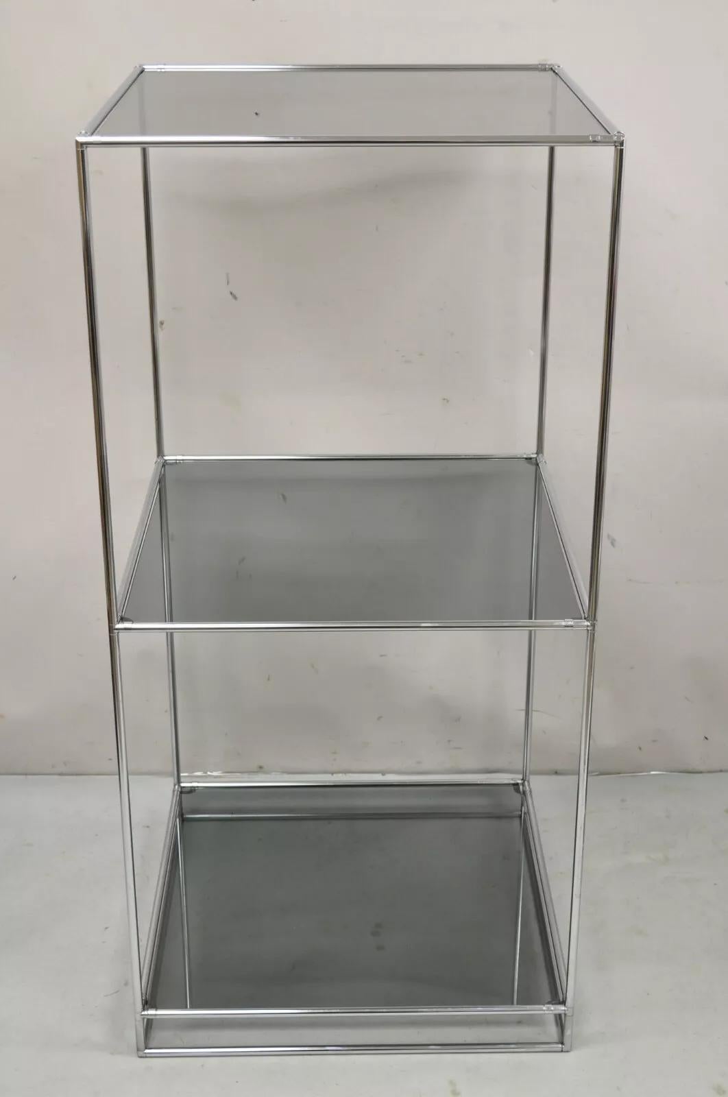 Abstracta Modular Shelf by Poul Cadovius for Royal System with Smoked Glass - 2 Pc Set. Item features 2 shelves with slight variation in shelf height, clean Modernist lines, great style and form. Circa Late 20th Century. Measurements: (A): 50