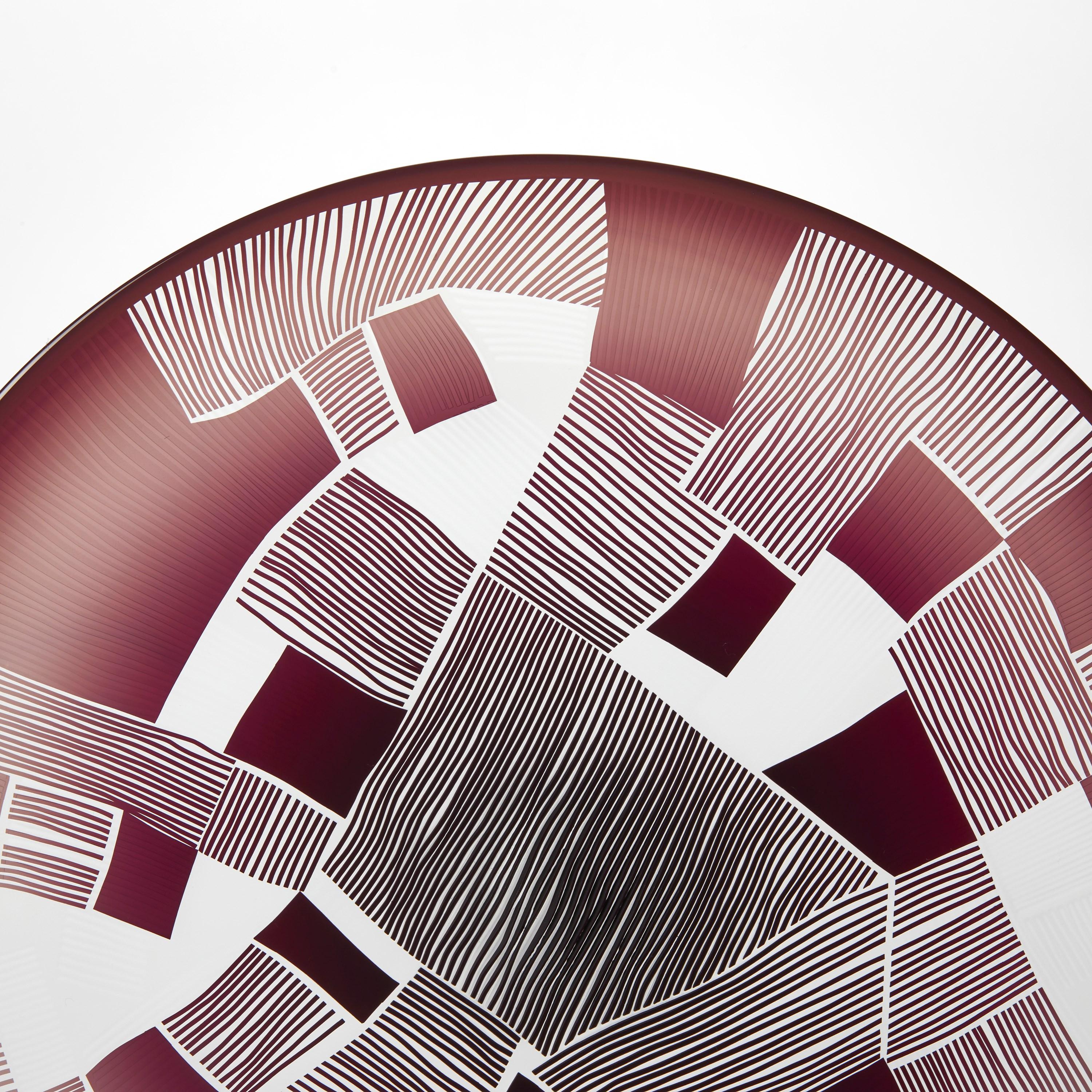 Hand-Crafted Abstracted Land Ruby Red, an oxblood red & clear glass artwork by Kate Jones For Sale