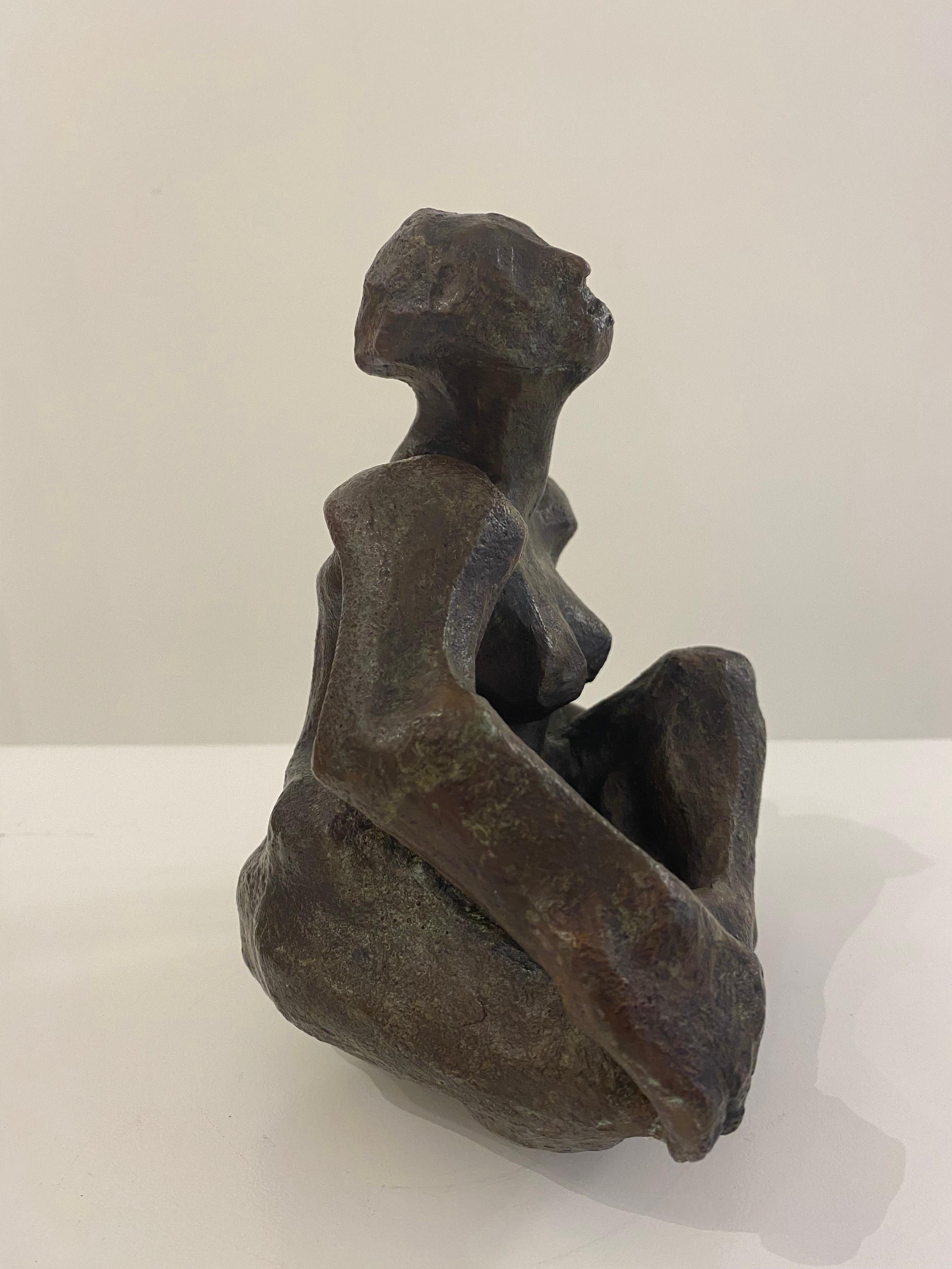 American Abstracted Seated Female Bronze by Barbara Beretich
