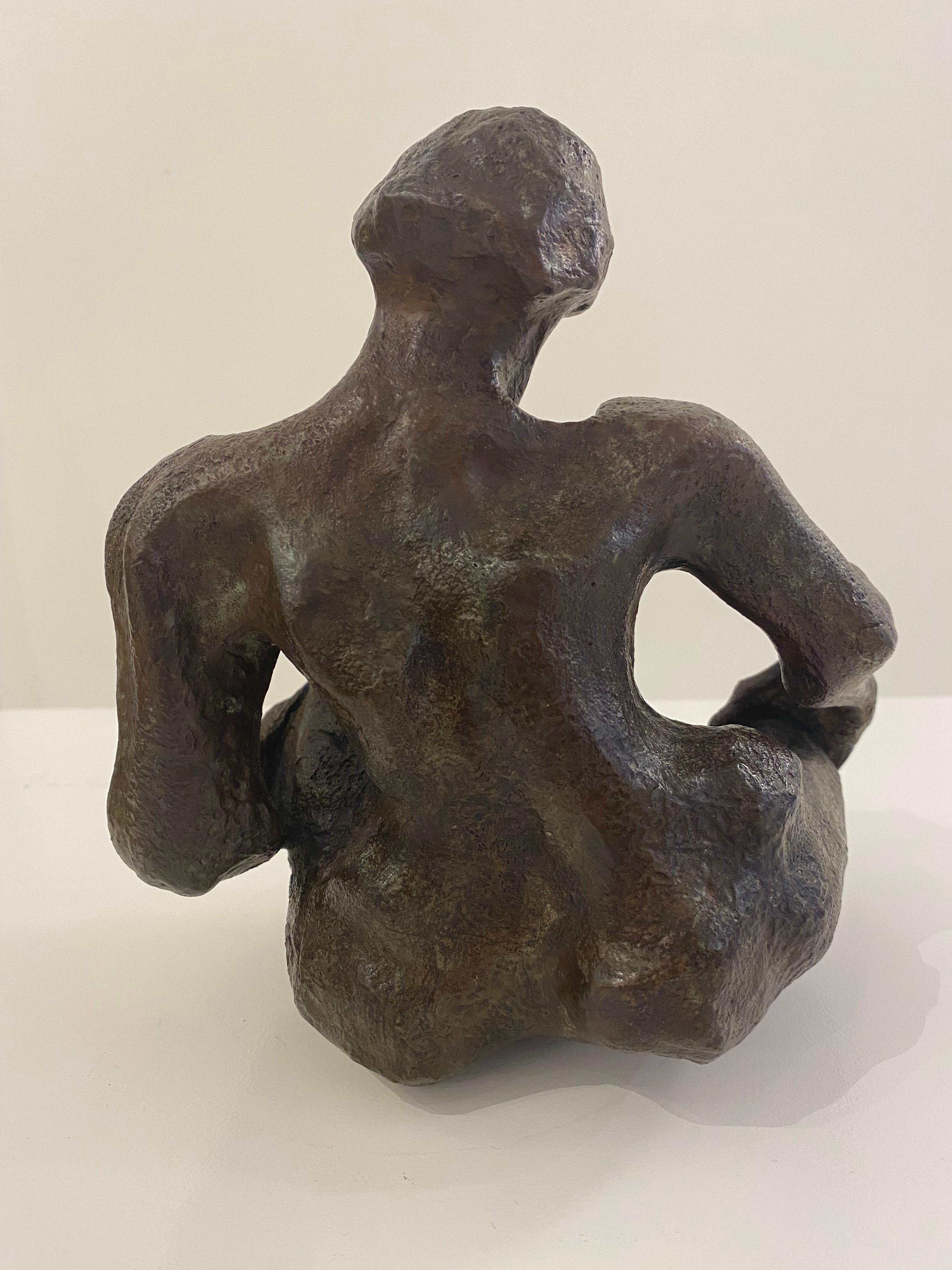 Abstracted Seated Female Bronze by Barbara Beretich In Good Condition In Palm Desert, CA