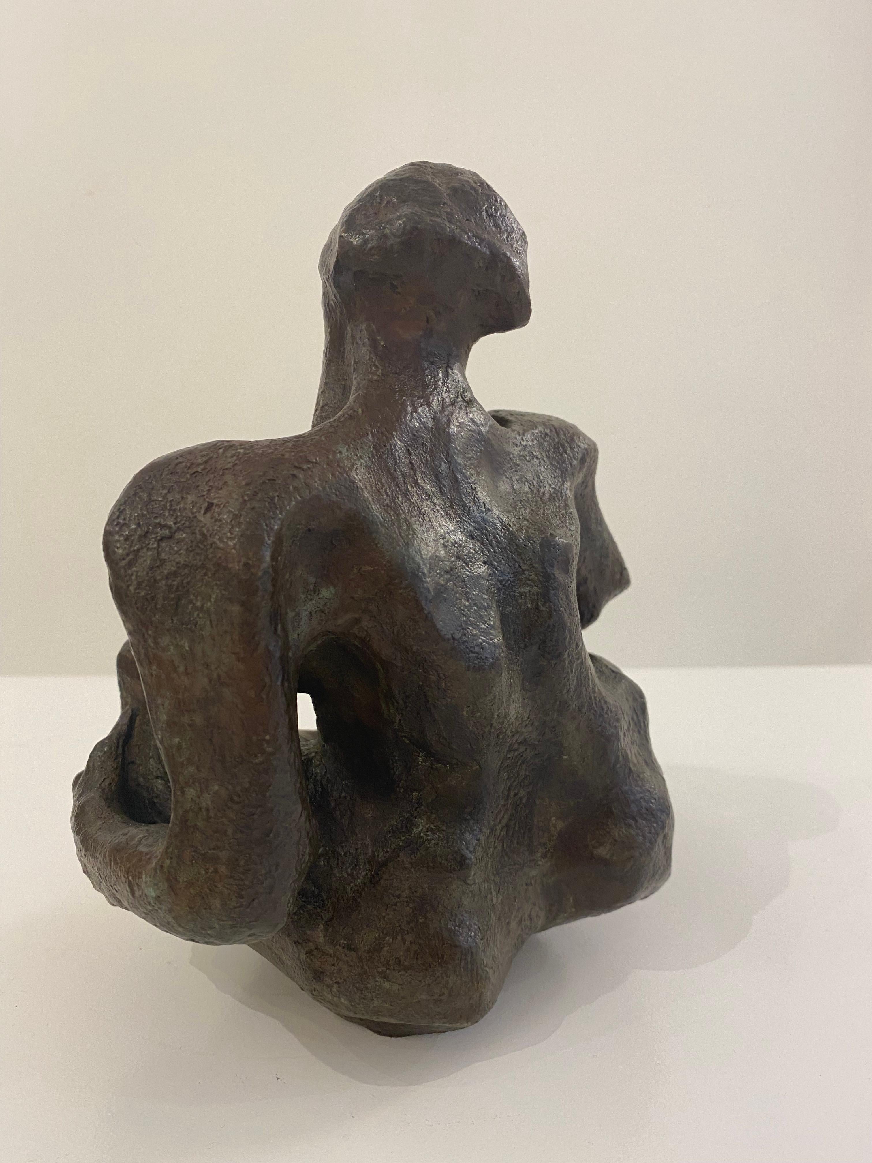 Mid-20th Century Abstracted Seated Female Bronze by Barbara Beretich