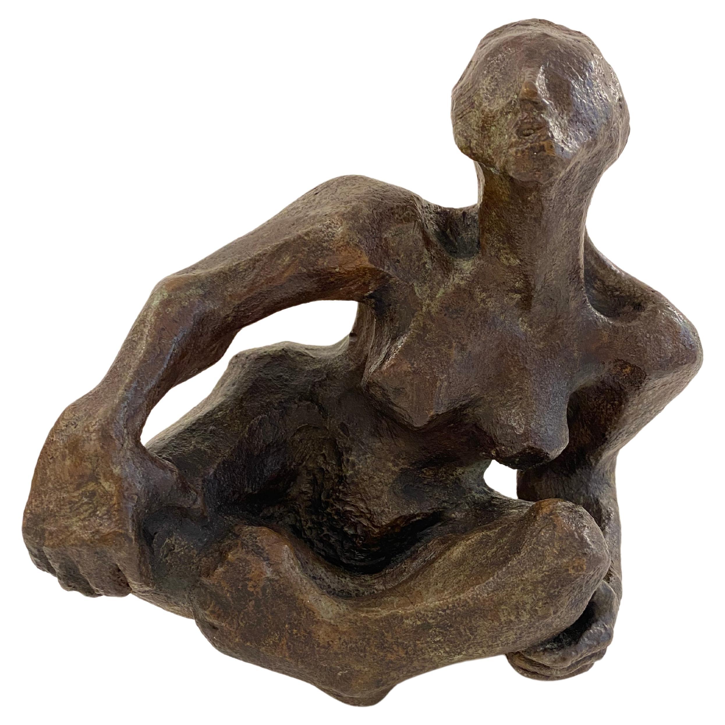 Abstracted Seated Female Bronze by Barbara Beretich