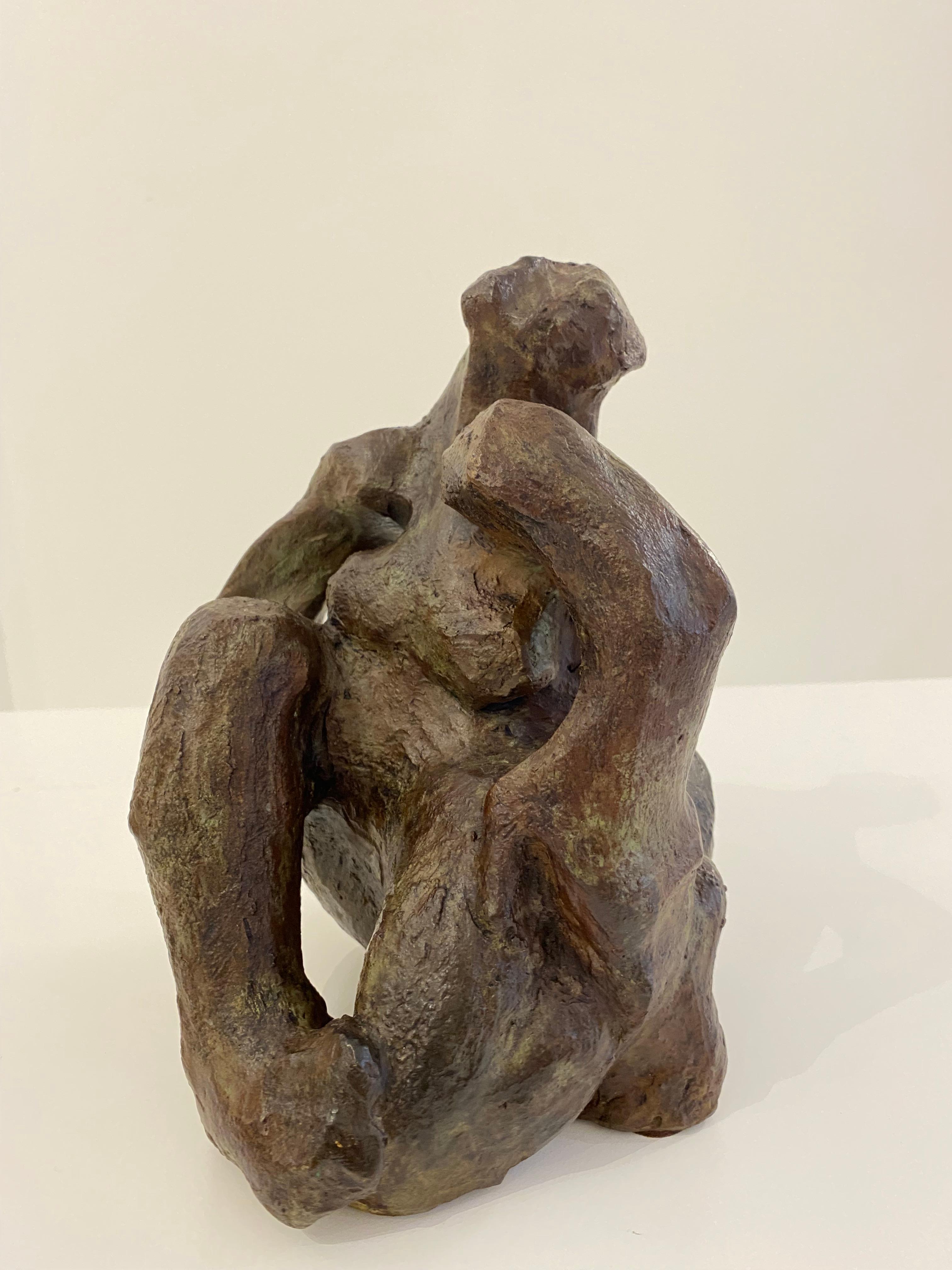 Mid-Century Modern Abstracted Seated Female in Bronze by Barbara Beretich