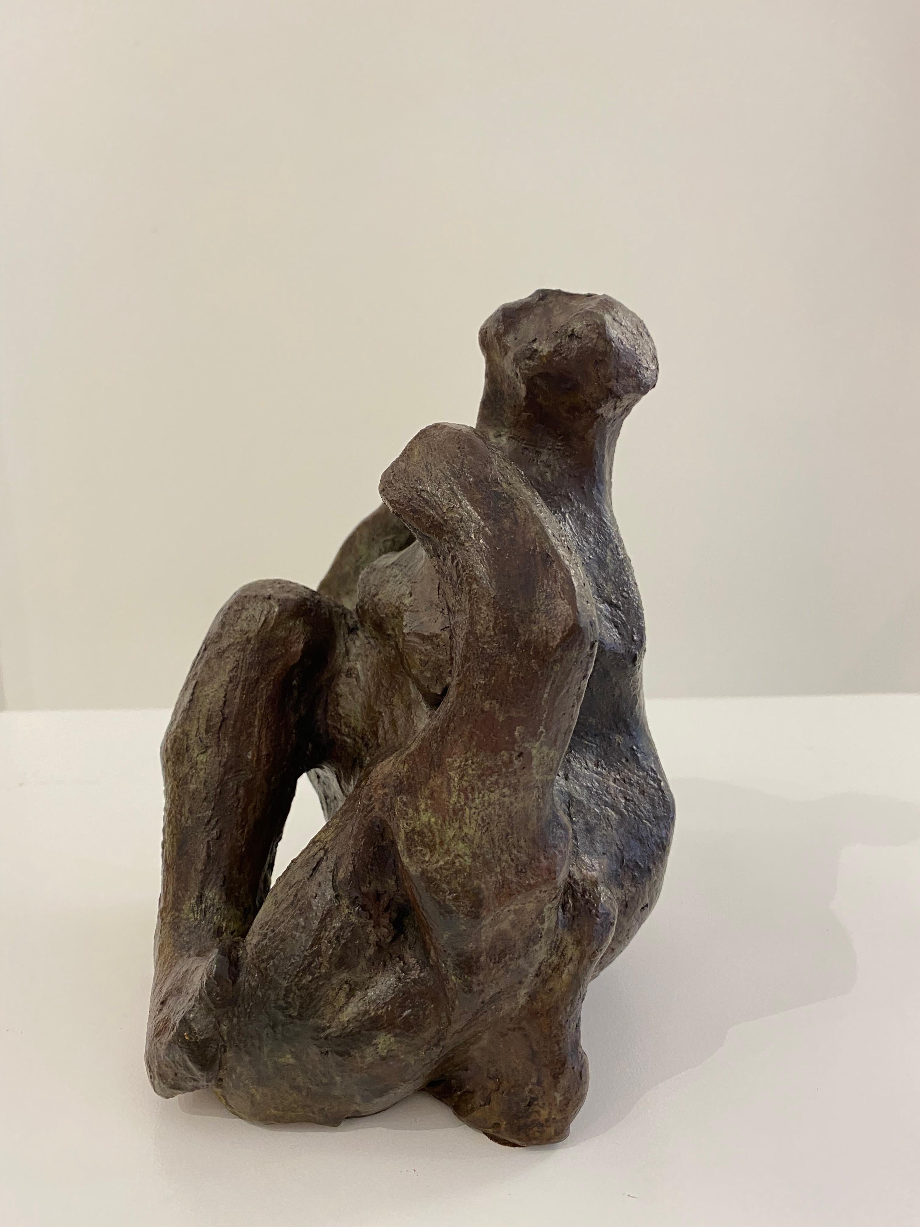 American Abstracted Seated Female in Bronze by Barbara Beretich