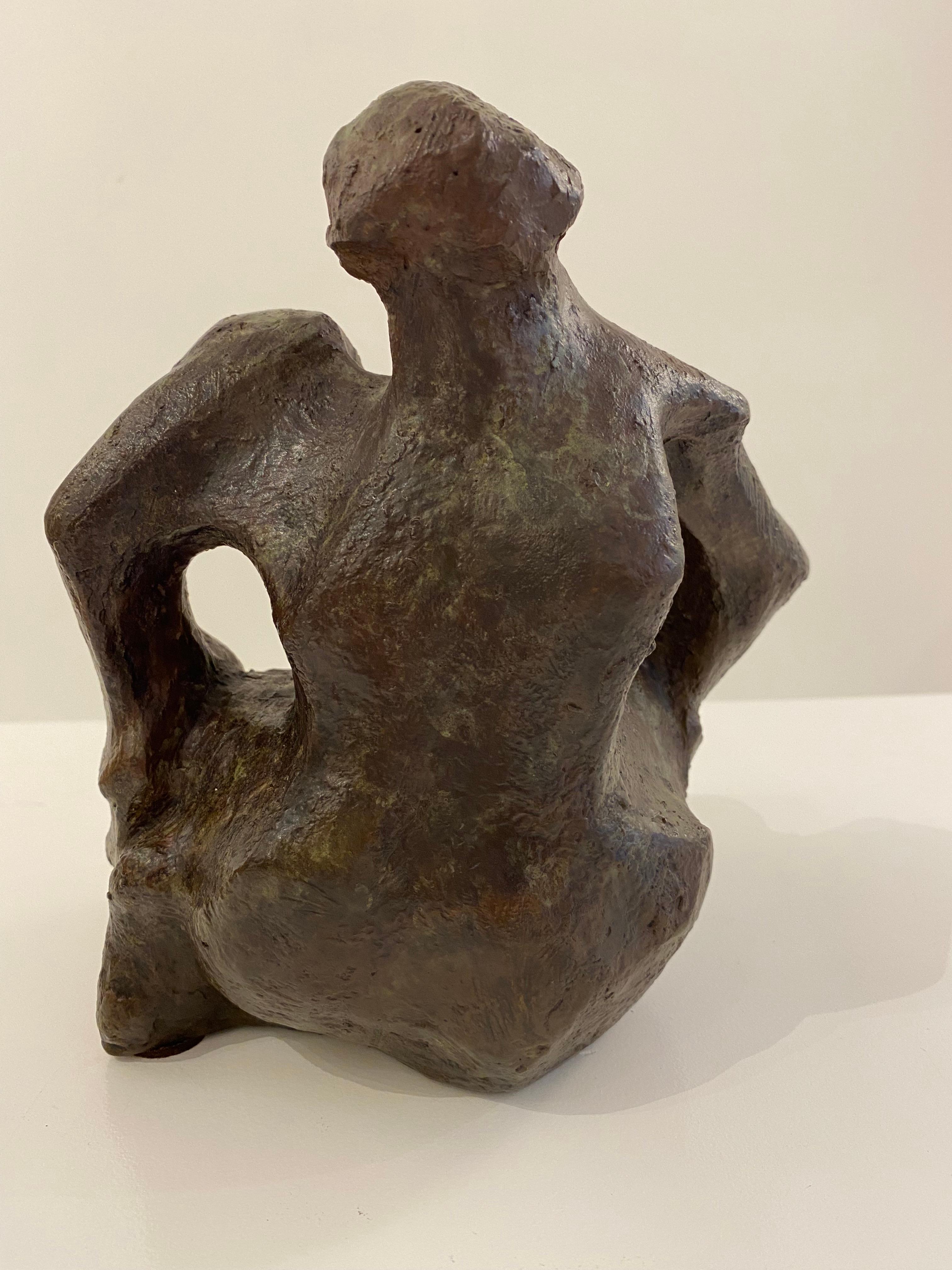 Mid-20th Century Abstracted Seated Female in Bronze by Barbara Beretich