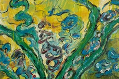 Naturaleza muerta abstracta de flores con fondo amarillo