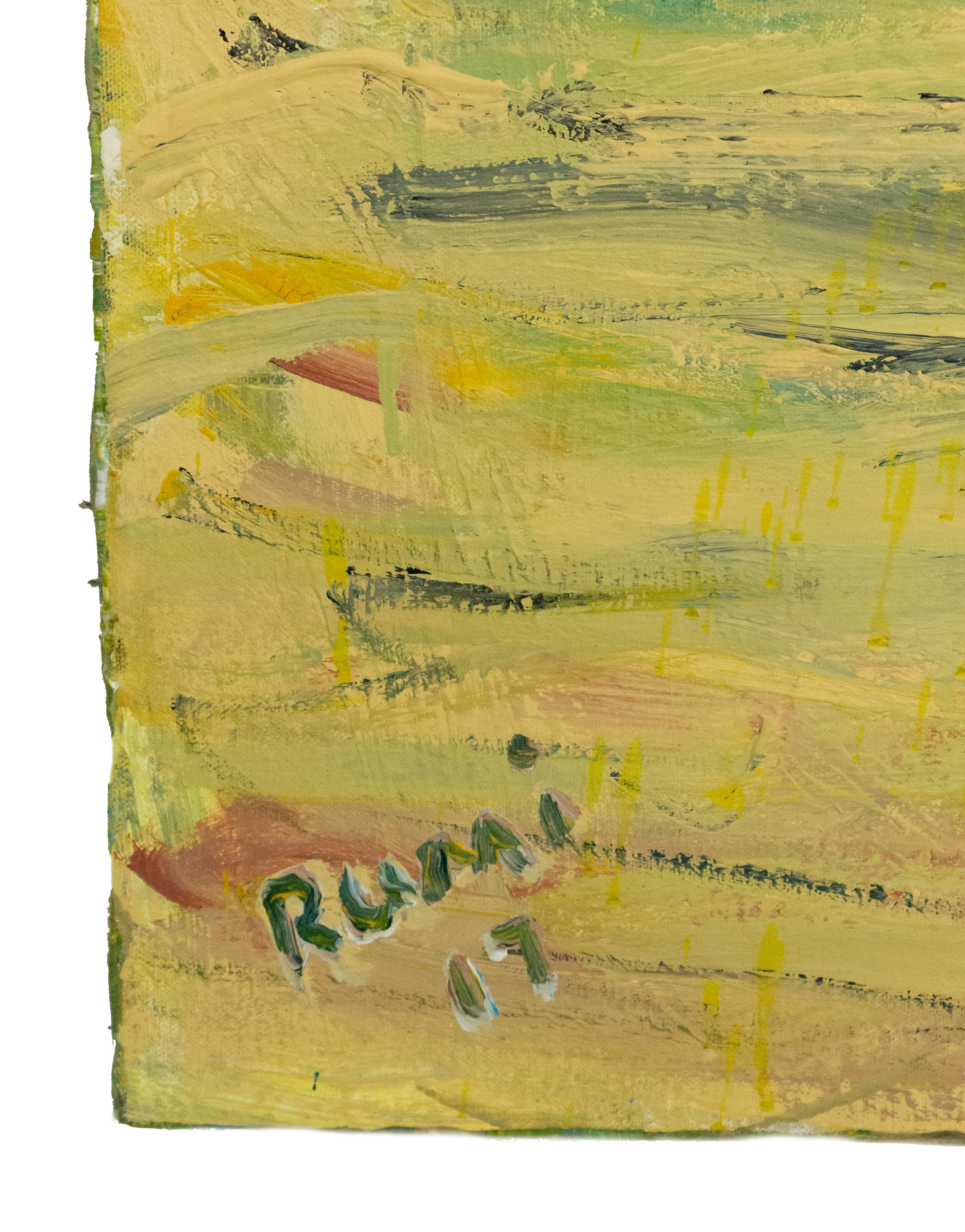 Naturaleza muerta abstracta de flores con fondo amarillo en Bueno estado para la venta en Queens, NY