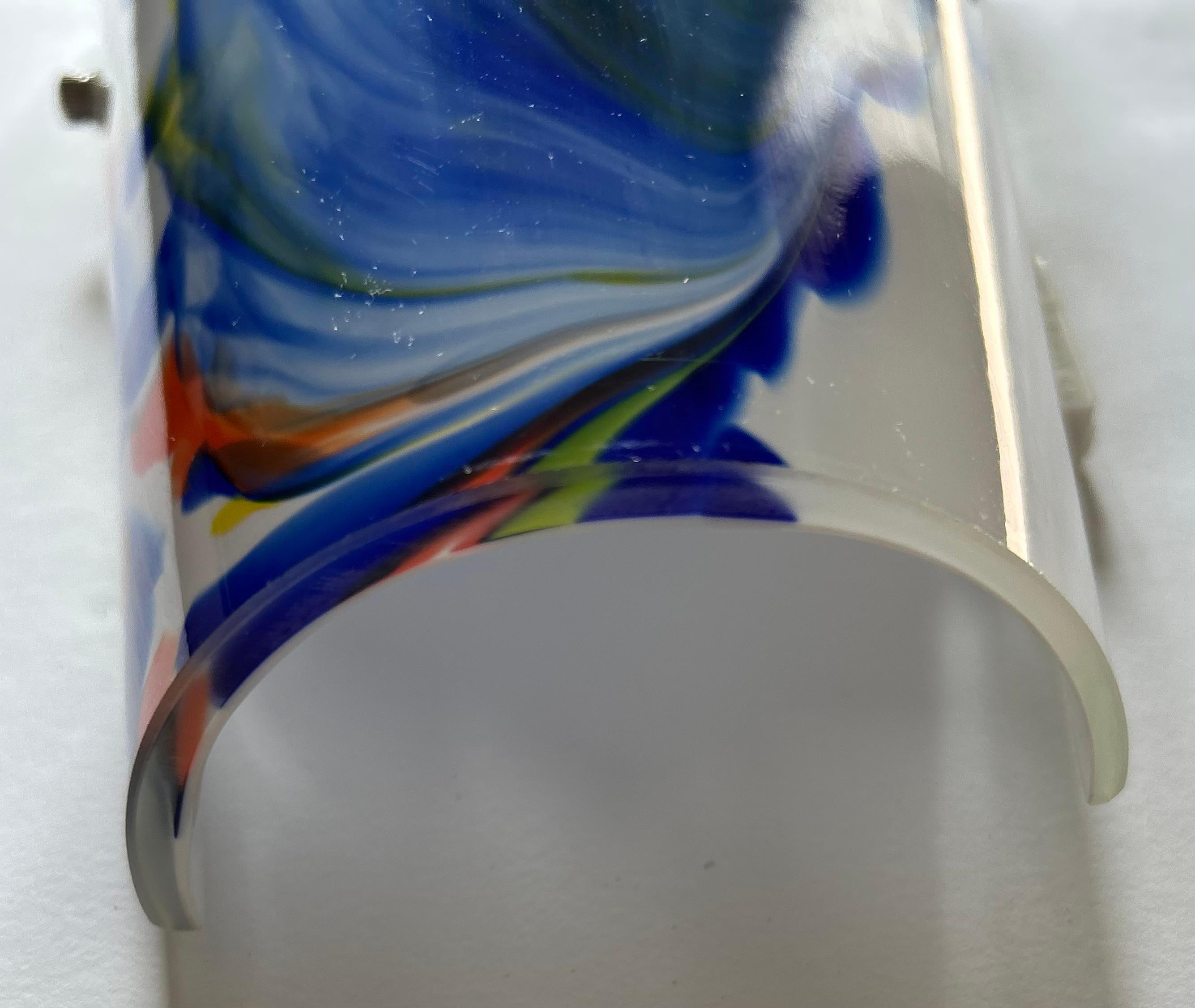 Hand-Crafted Abstraction, Artistic Murano Glass Opalina Wall Sconce, 1980's For Sale