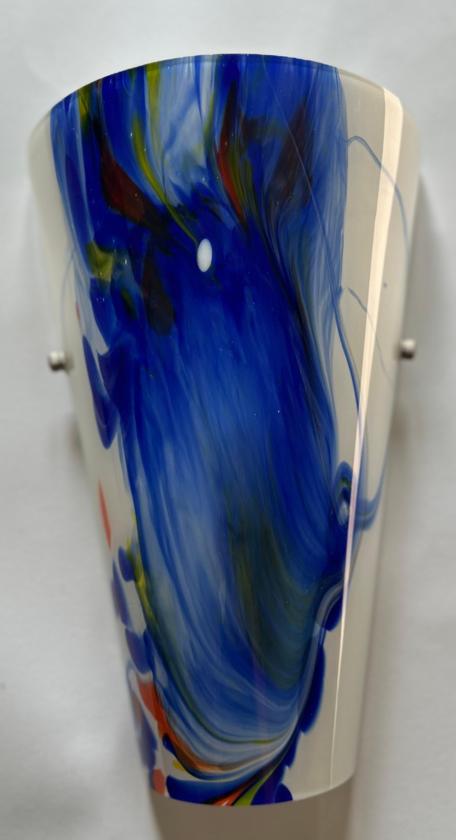 Late 20th Century Abstraction, Artistic Murano Glass Opalina Wall Sconce, 1980's For Sale